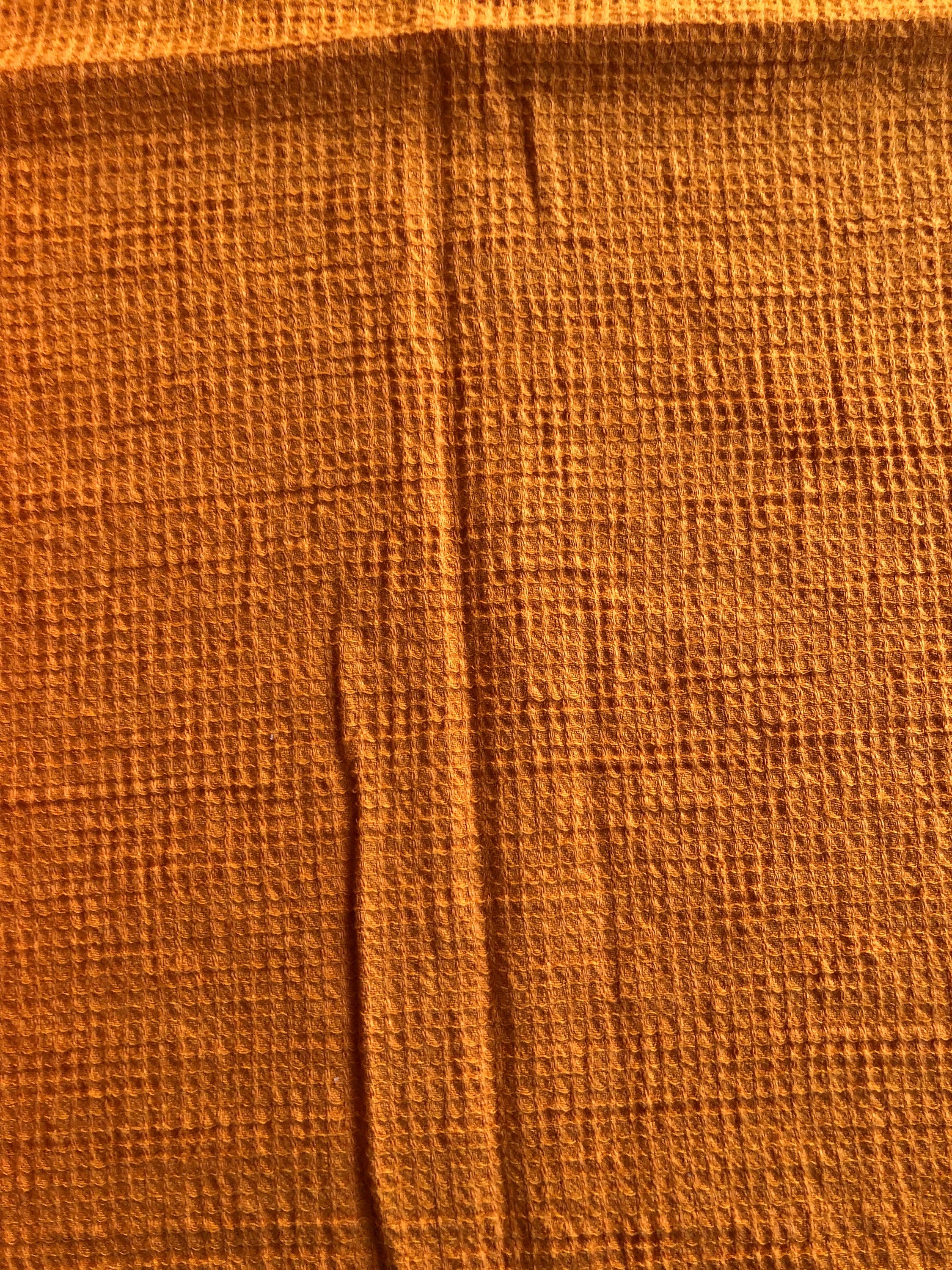 Orange Waffle Linen Cotton Fabric: Bath & Kitchen Towel Material