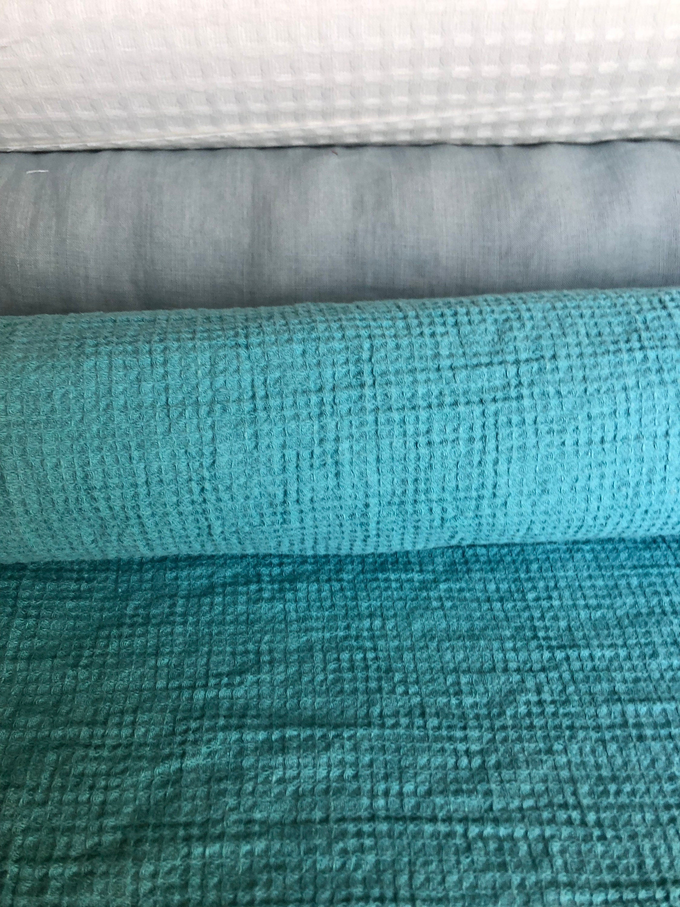 Ocean Blue Waffle Linen Cotton Fabric: Bath, Kitchen, Spa Towel - BGO138