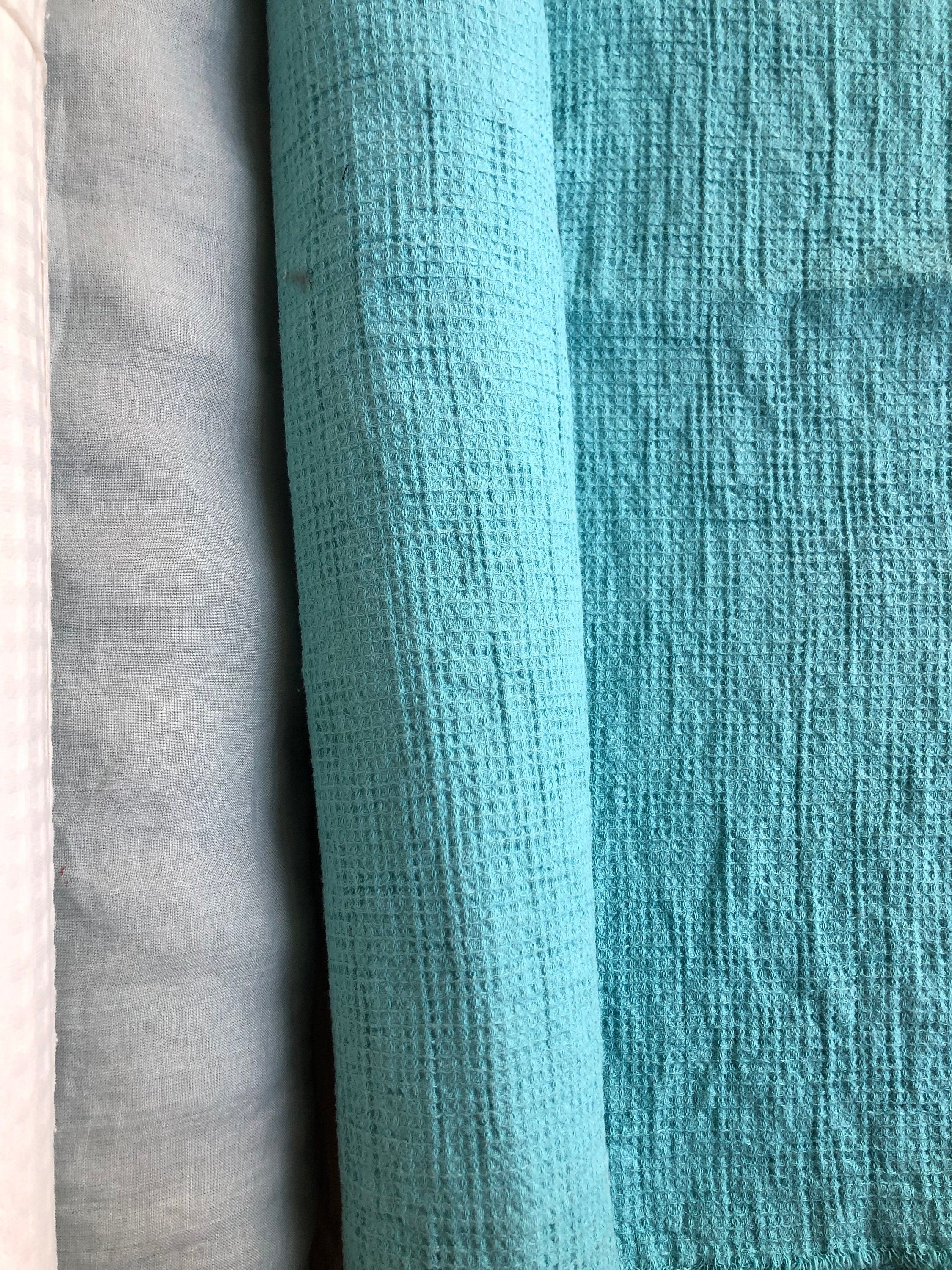 Ocean Blue Waffle Linen Cotton Fabric: Bath, Kitchen, Spa Towel - BGO138