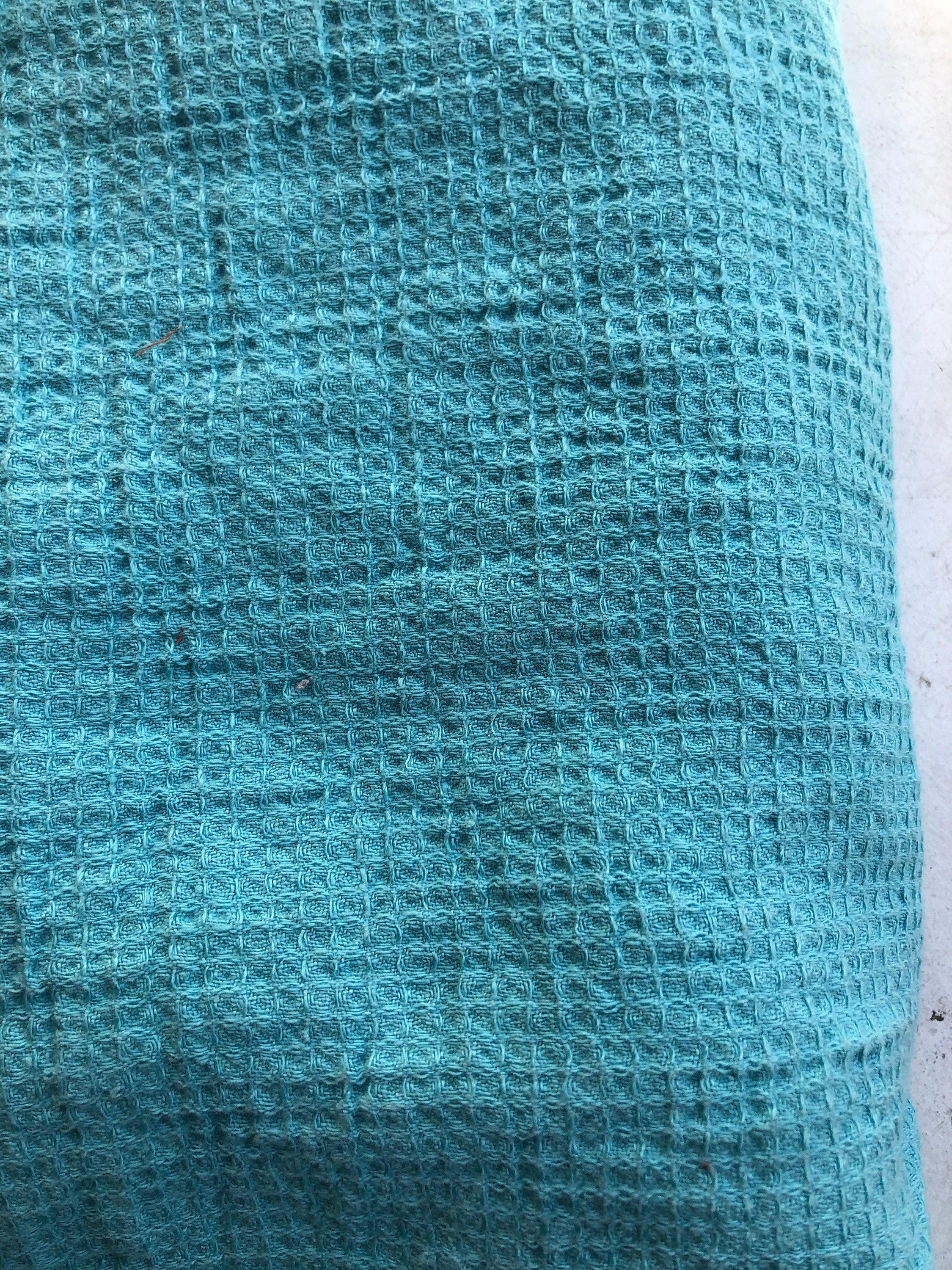 Ocean Blue Waffle Linen Cotton Fabric: Bath, Kitchen, Spa Towel - BGO138