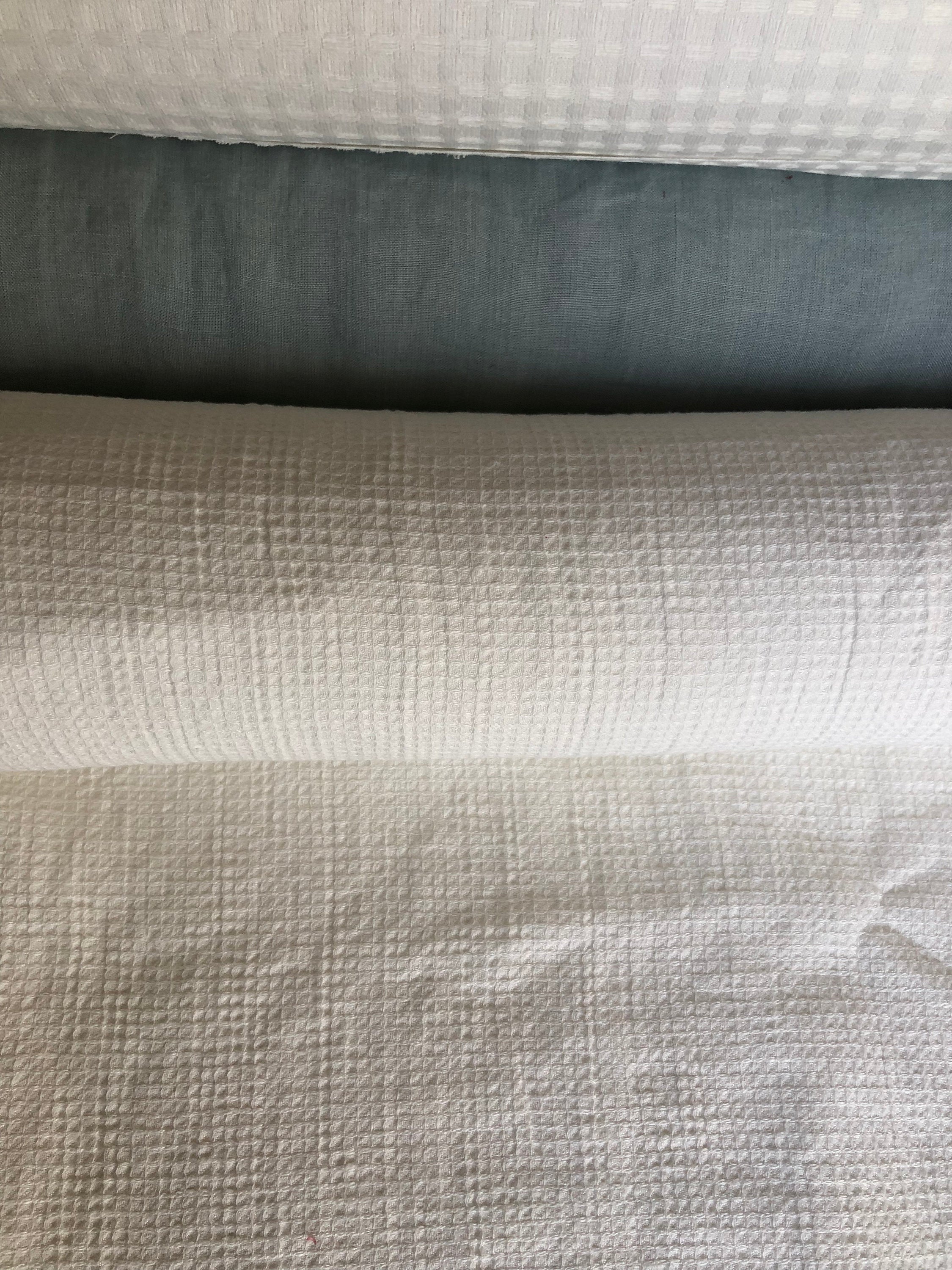 Waffle Linen Cotton Fabric: Natural White BGO138, 140cm Wide