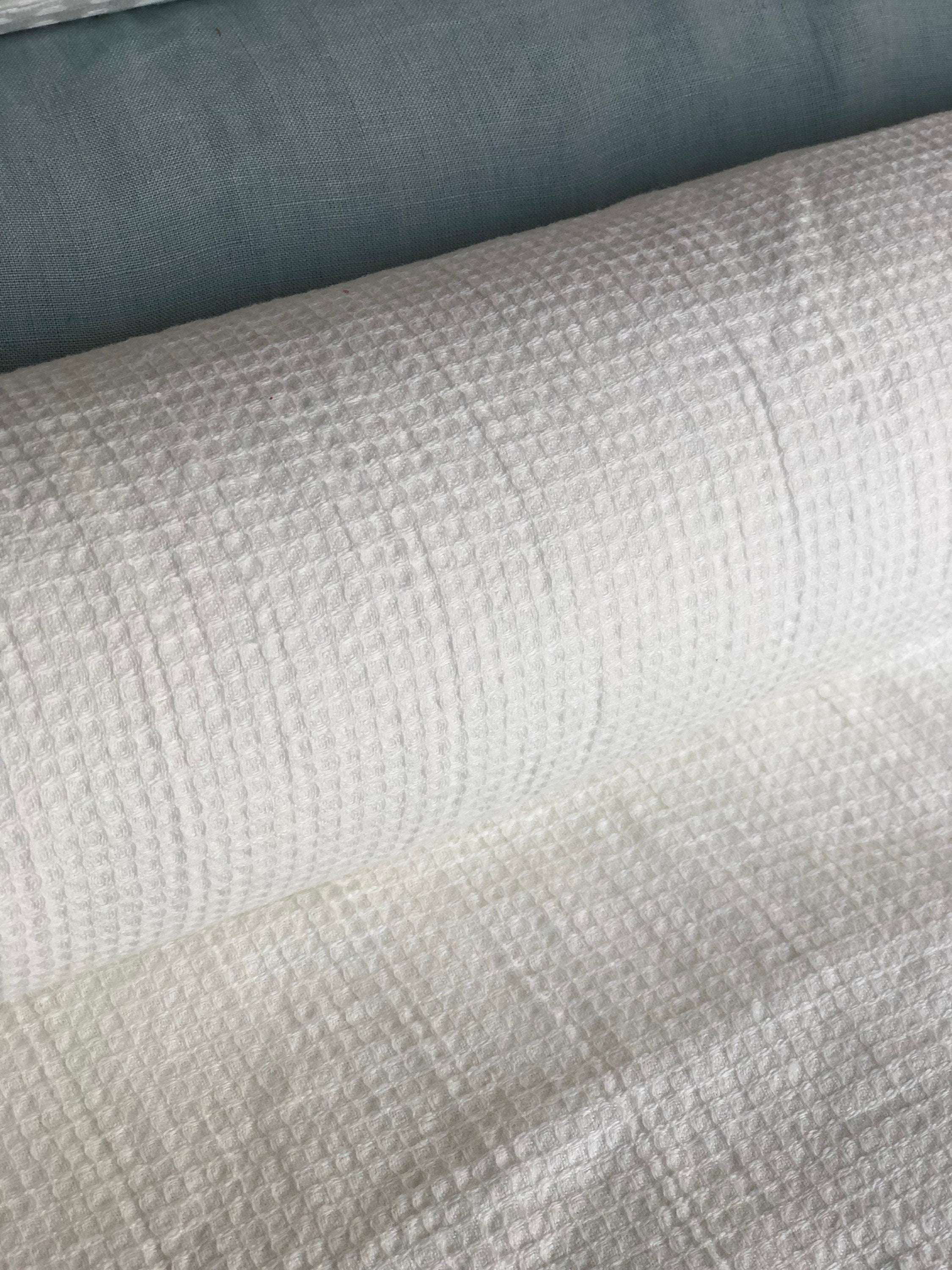Waffle Linen Cotton Fabric: Natural White BGO138, 140cm Wide