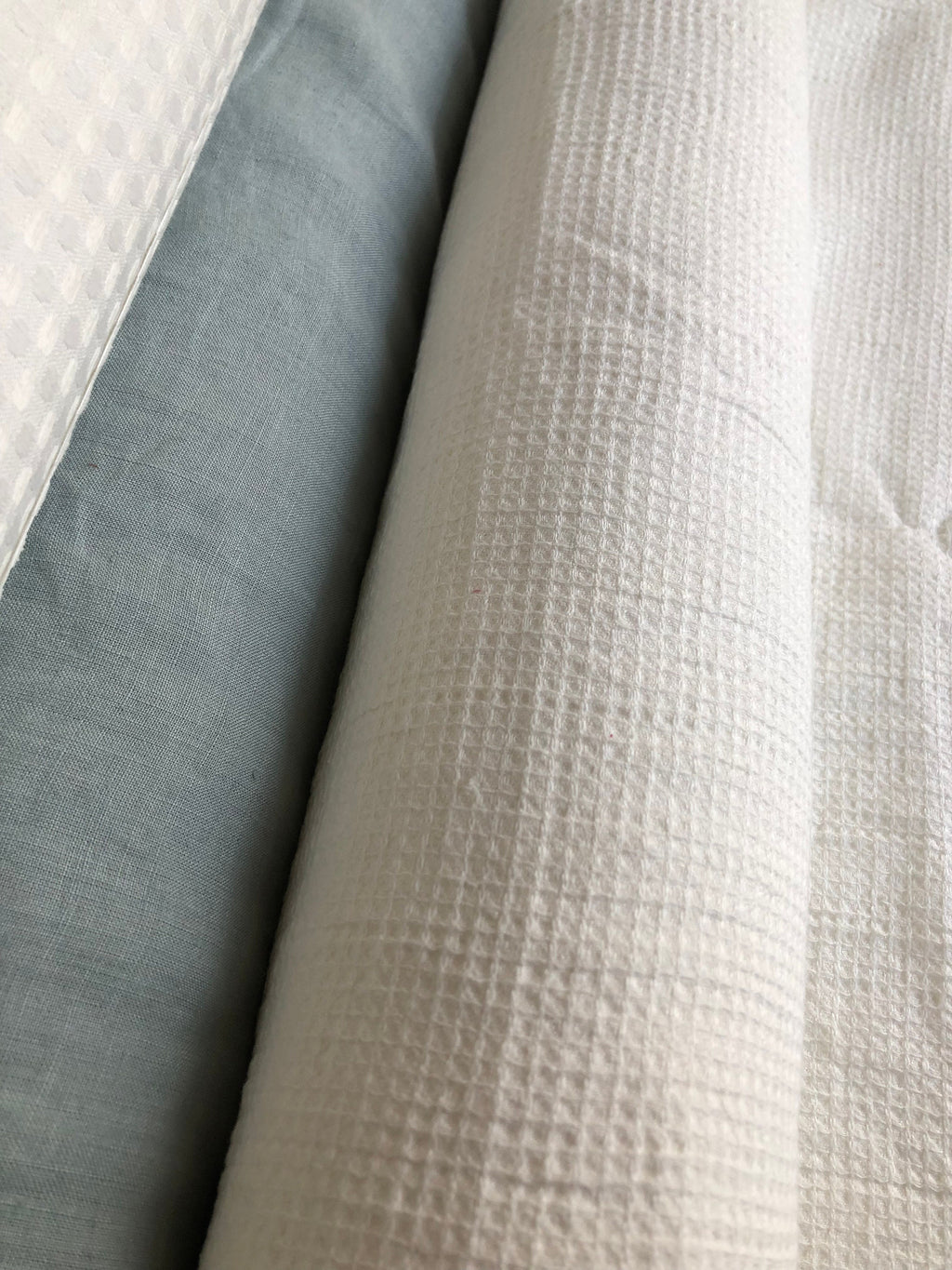 Waffle Linen Cotton Fabric: Natural White BGO138, 140cm Wide