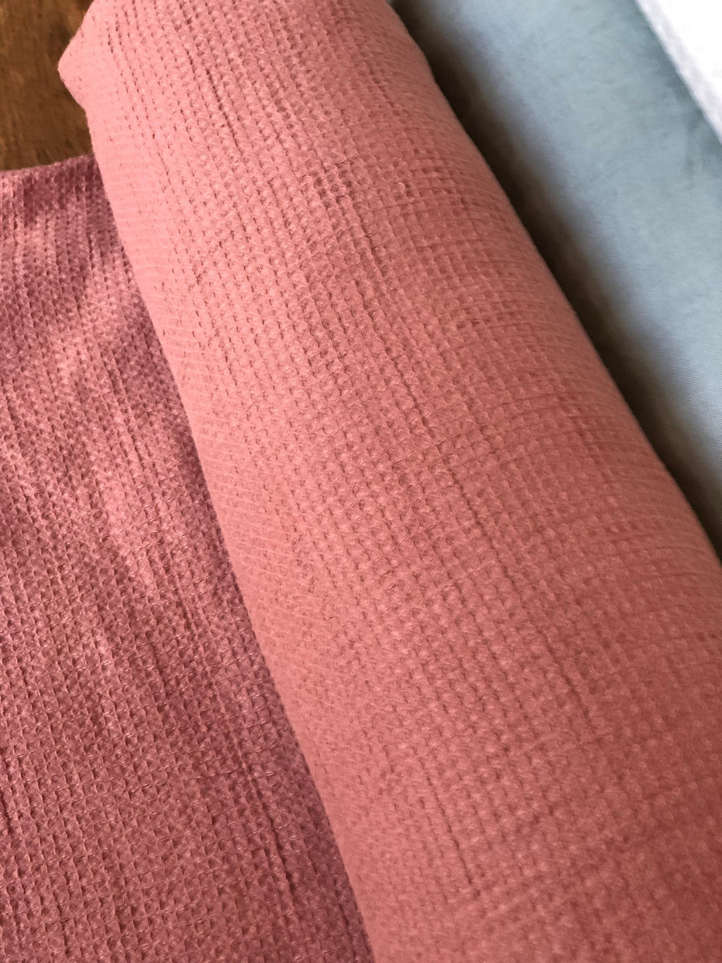Coral Waffle Linen Cotton Fabric: Bath, Kitchen, Spa Towel - 140cm