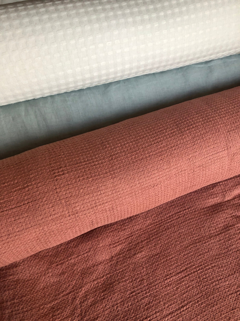Coral Waffle Linen Cotton Fabric: Bath, Kitchen, Spa Towel - 140cm