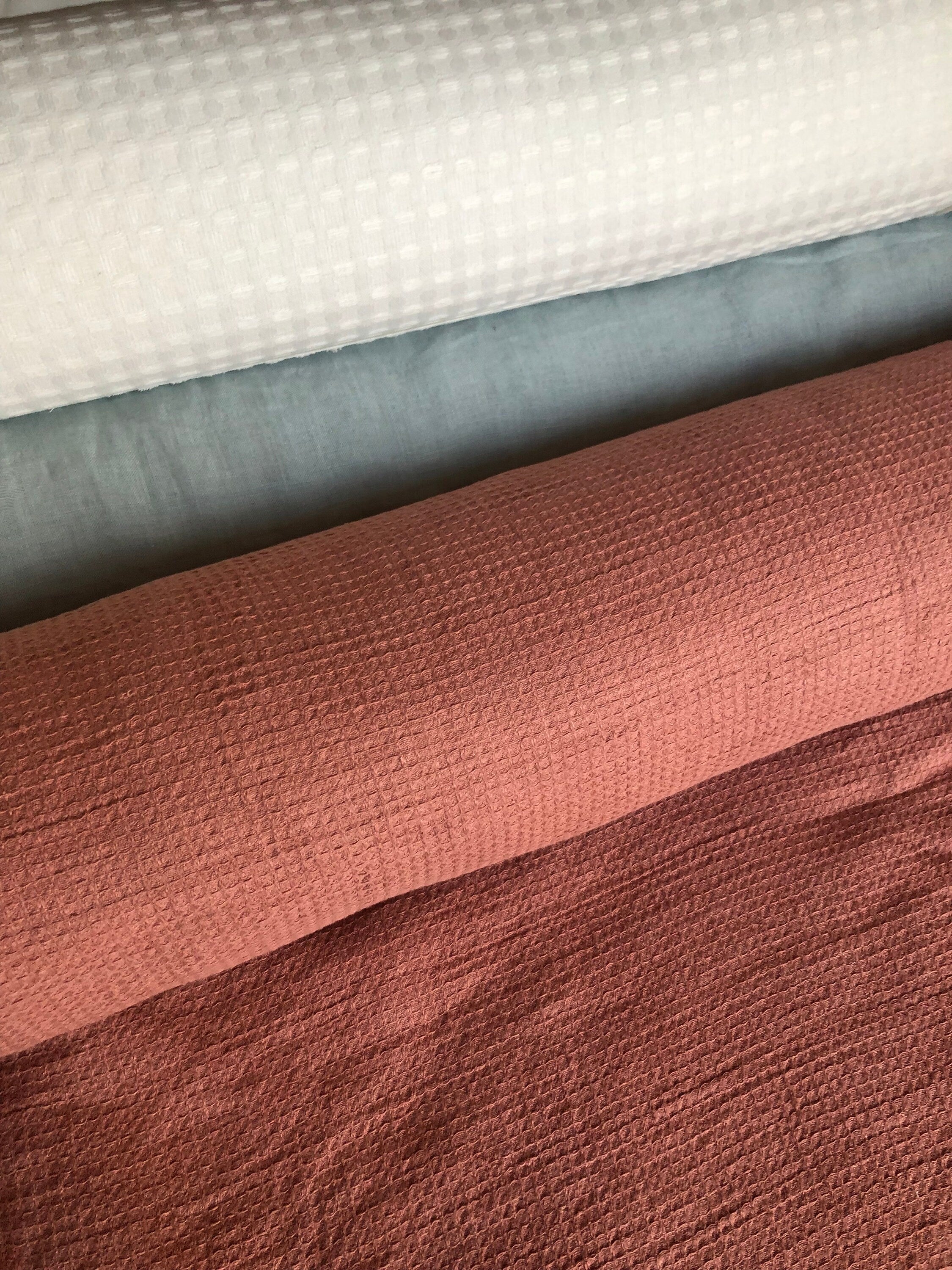 Coral Waffle Linen Cotton Fabric: Bath, Kitchen, Spa Towel - 140cm