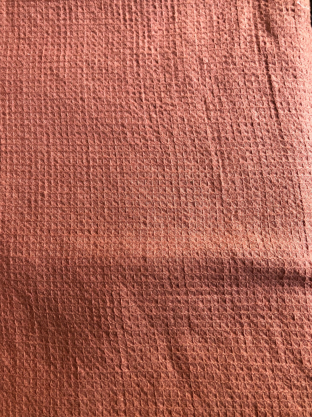 Coral Waffle Linen Cotton Fabric: Bath, Kitchen, Spa Towel - 140cm