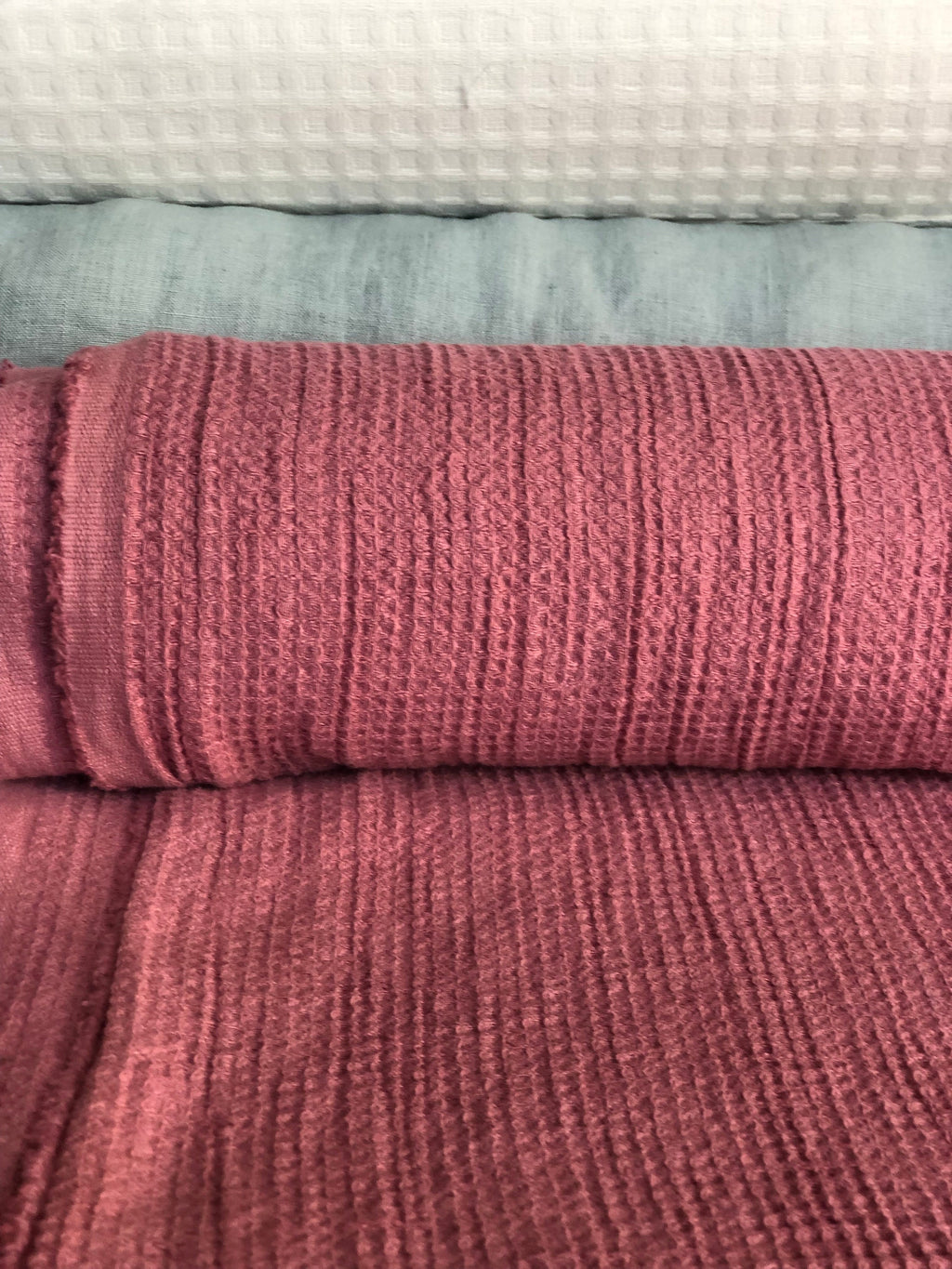 Waffle Linen Cotton Fabric By The Metre: Thulian BGO138, 140cm