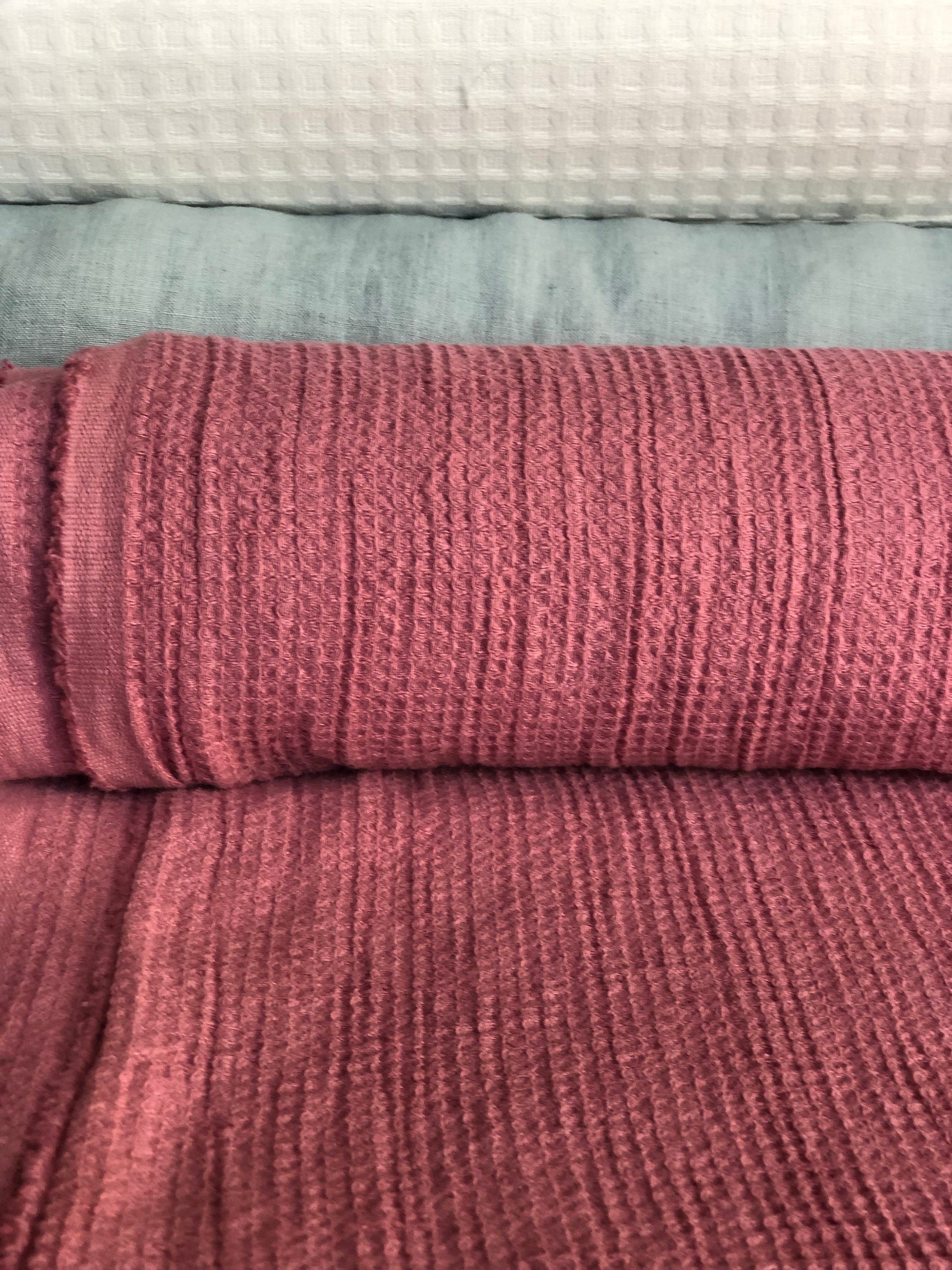 Waffle Linen Cotton Fabric By The Metre: Thulian BGO138, 140cm