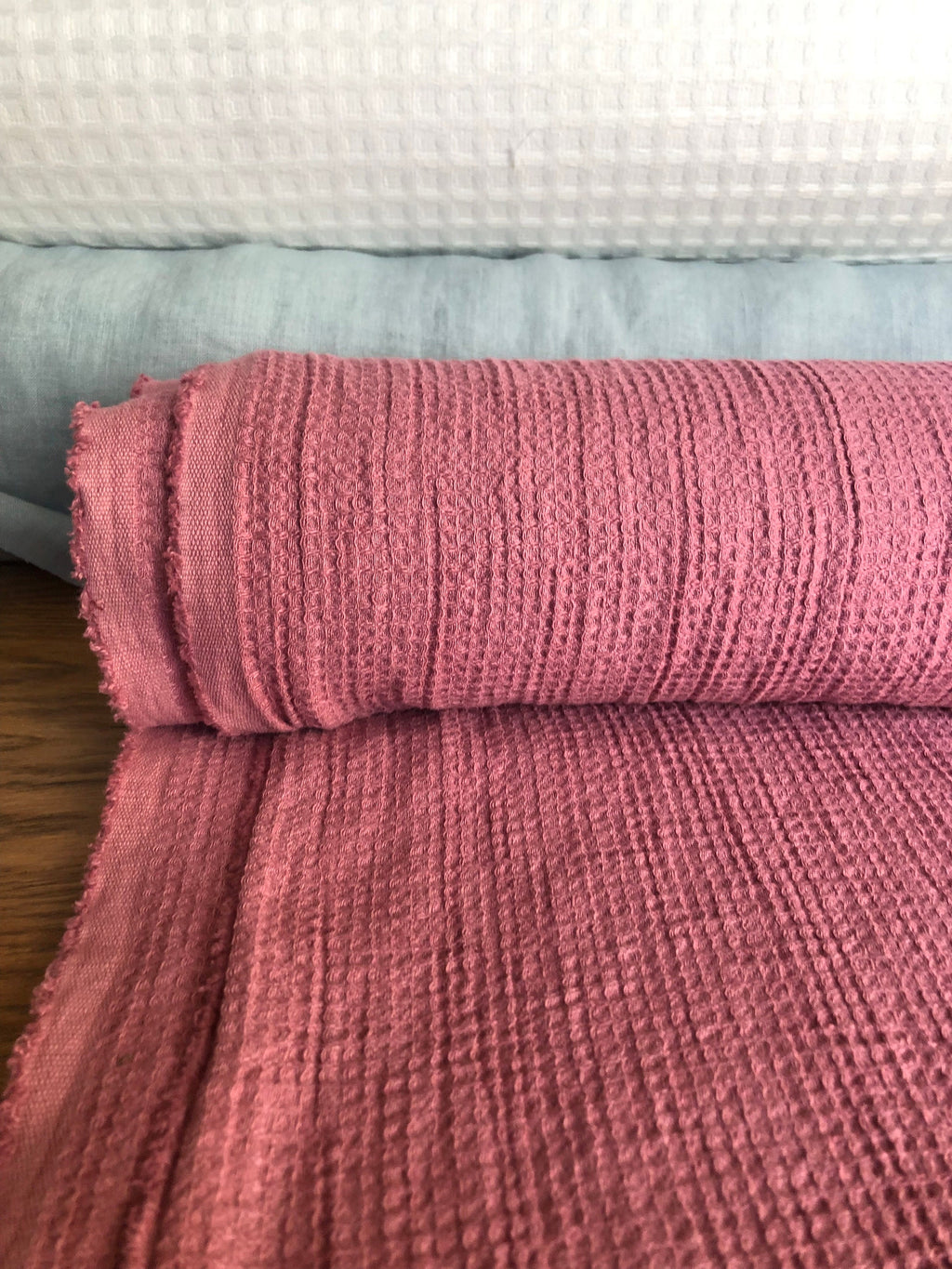 Waffle Linen Cotton Fabric By The Metre: Thulian BGO138, 140cm
