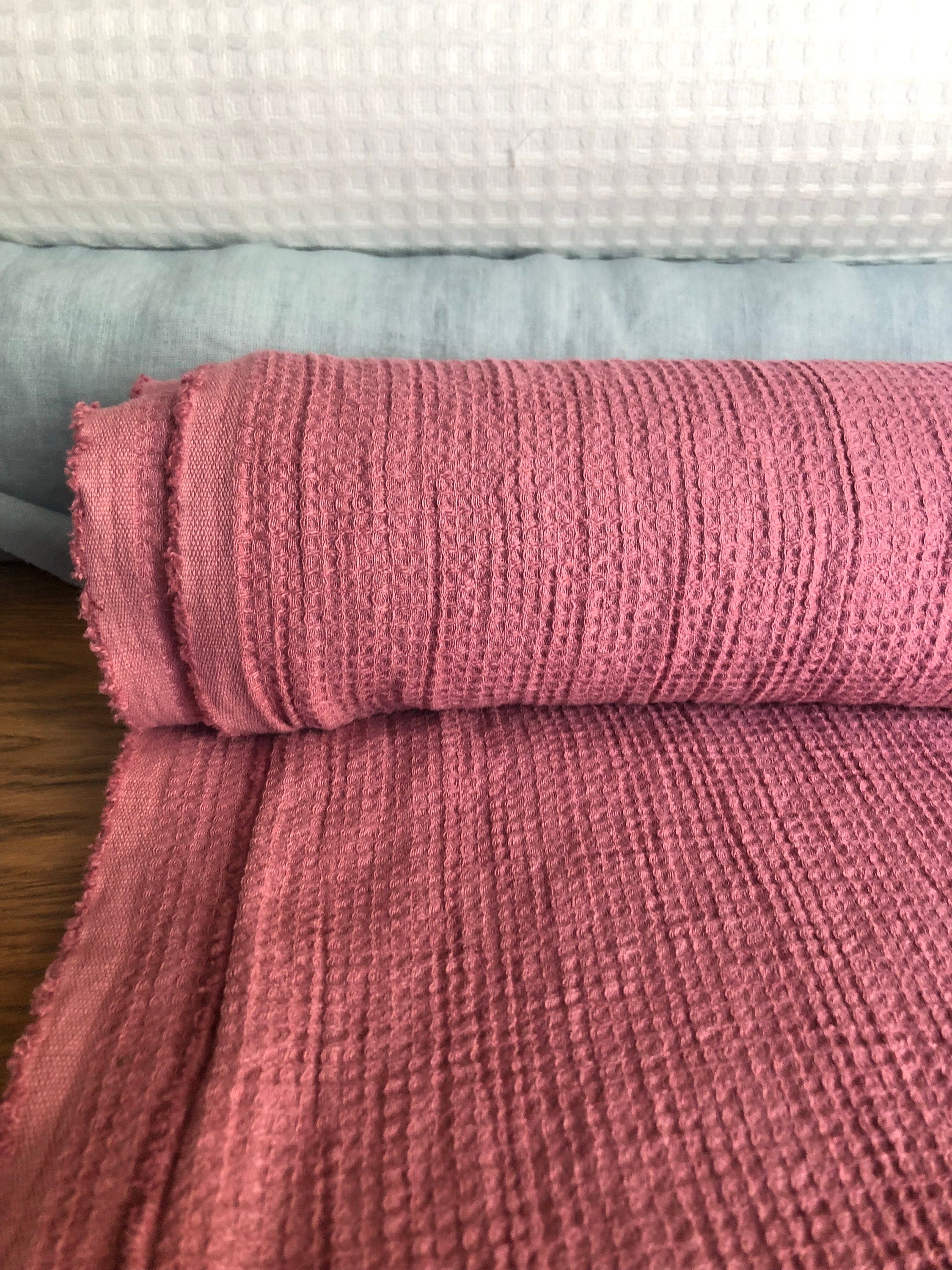 Waffle Linen Cotton Fabric By The Metre: Thulian BGO138, 140cm