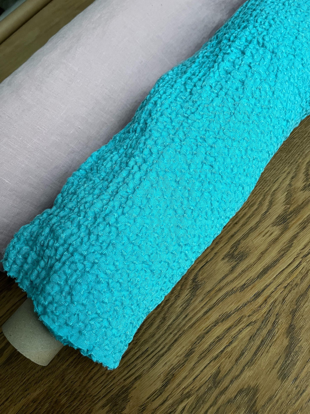 Ocean Blue Waffle Linen Fabric: 55" Wide, 200g