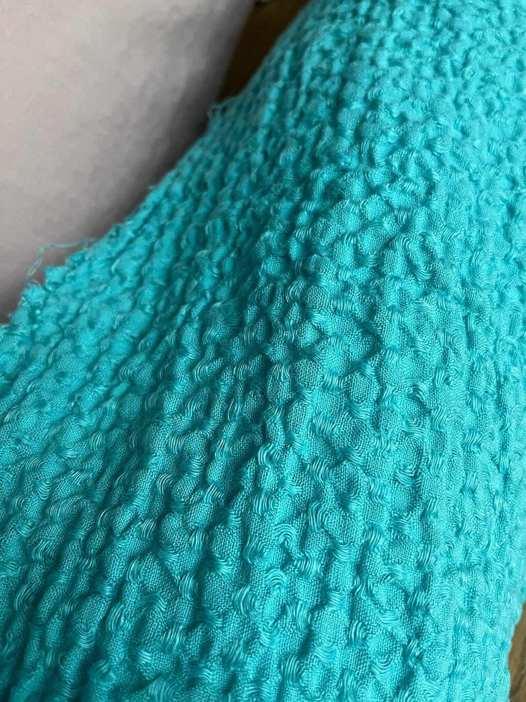 Ocean Blue Waffle Linen Fabric: 55" Wide, 200g