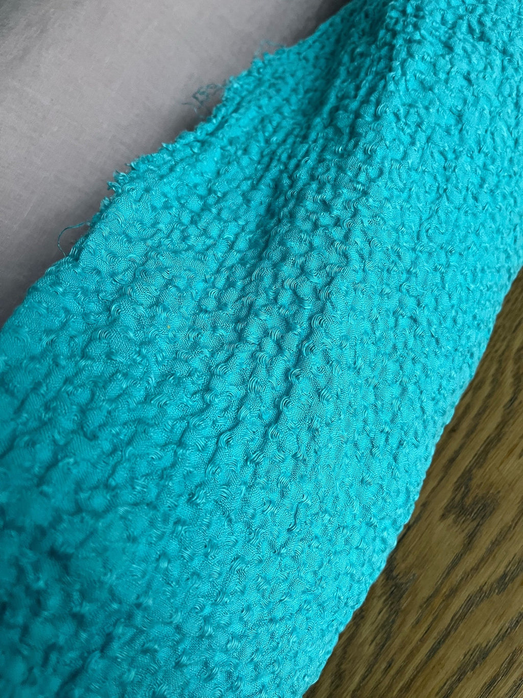 Ocean Blue Waffle Linen Fabric: 55" Wide, 200g