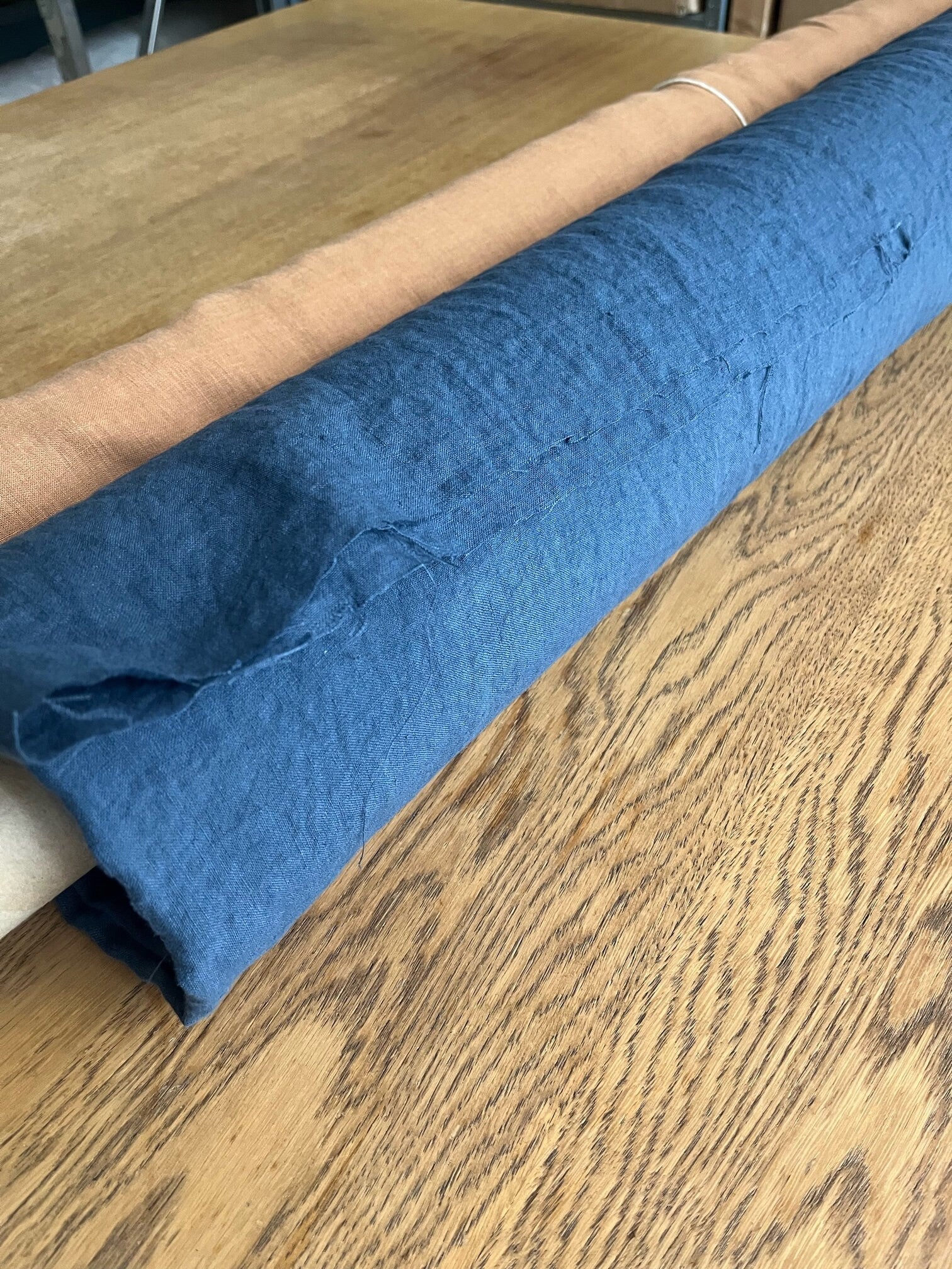 Extra Wide Dusty Blue Linen Fabric: 100% Natural, 250cm Wide