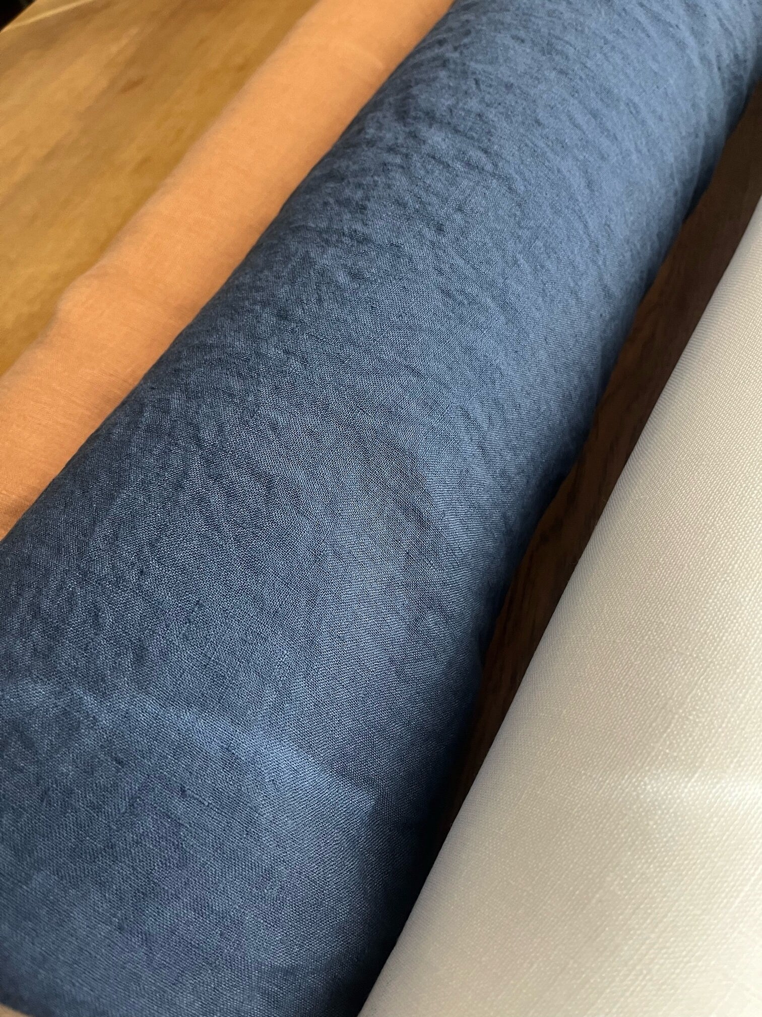 Extra Wide Dusty Blue Linen Fabric: 100% Natural, 250cm Wide