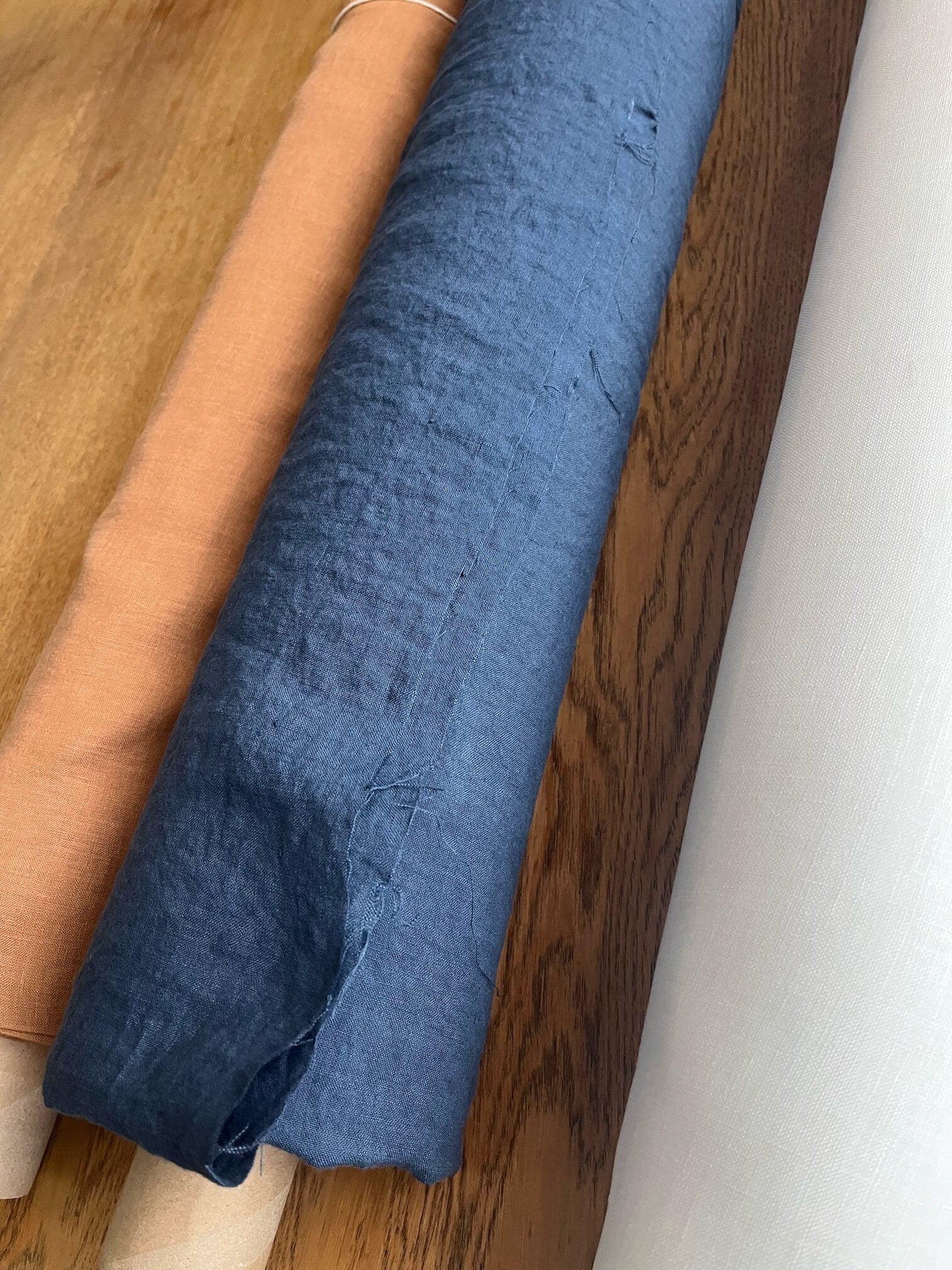 Extra Wide Dusty Blue Linen Fabric: 100% Natural, 250cm Wide