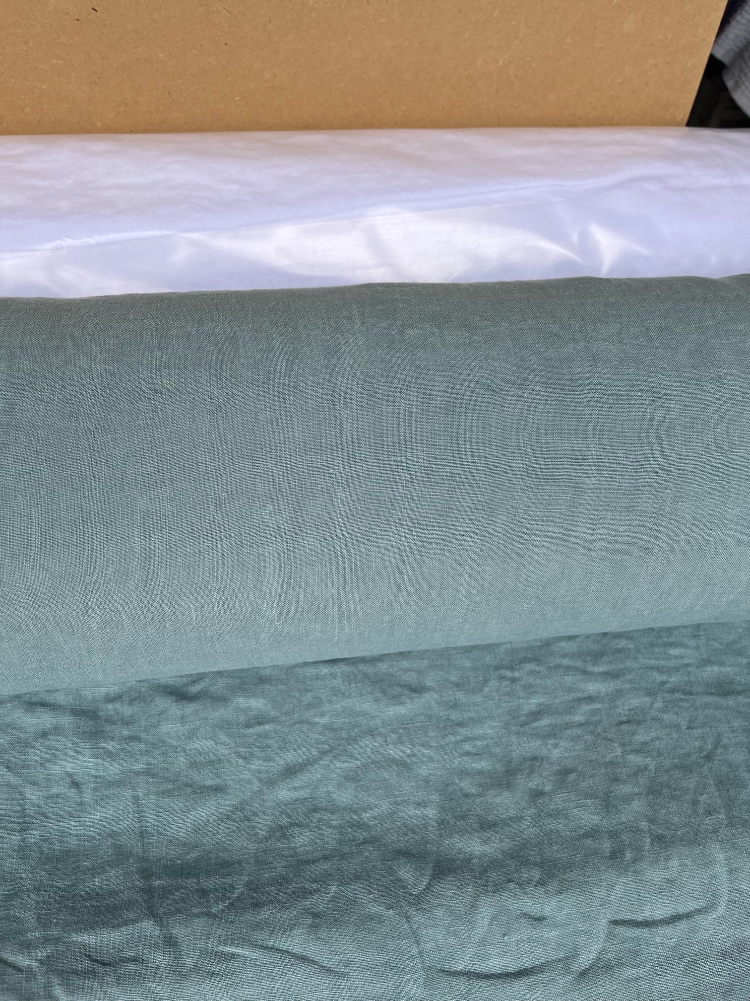 Extra Wide Soft Teal Linen Fabric: 110" Wide, Bedding Material