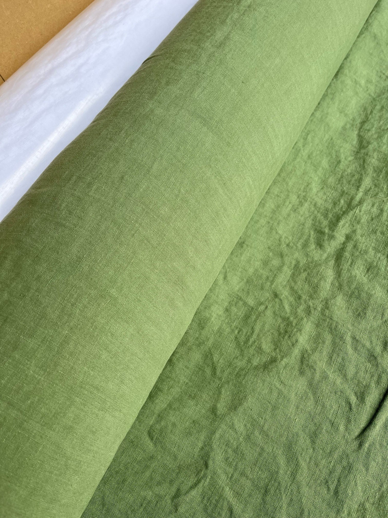 Extra Wide Olive Drab Linen Fabric: Soft Natural Bedding (110" Wide)