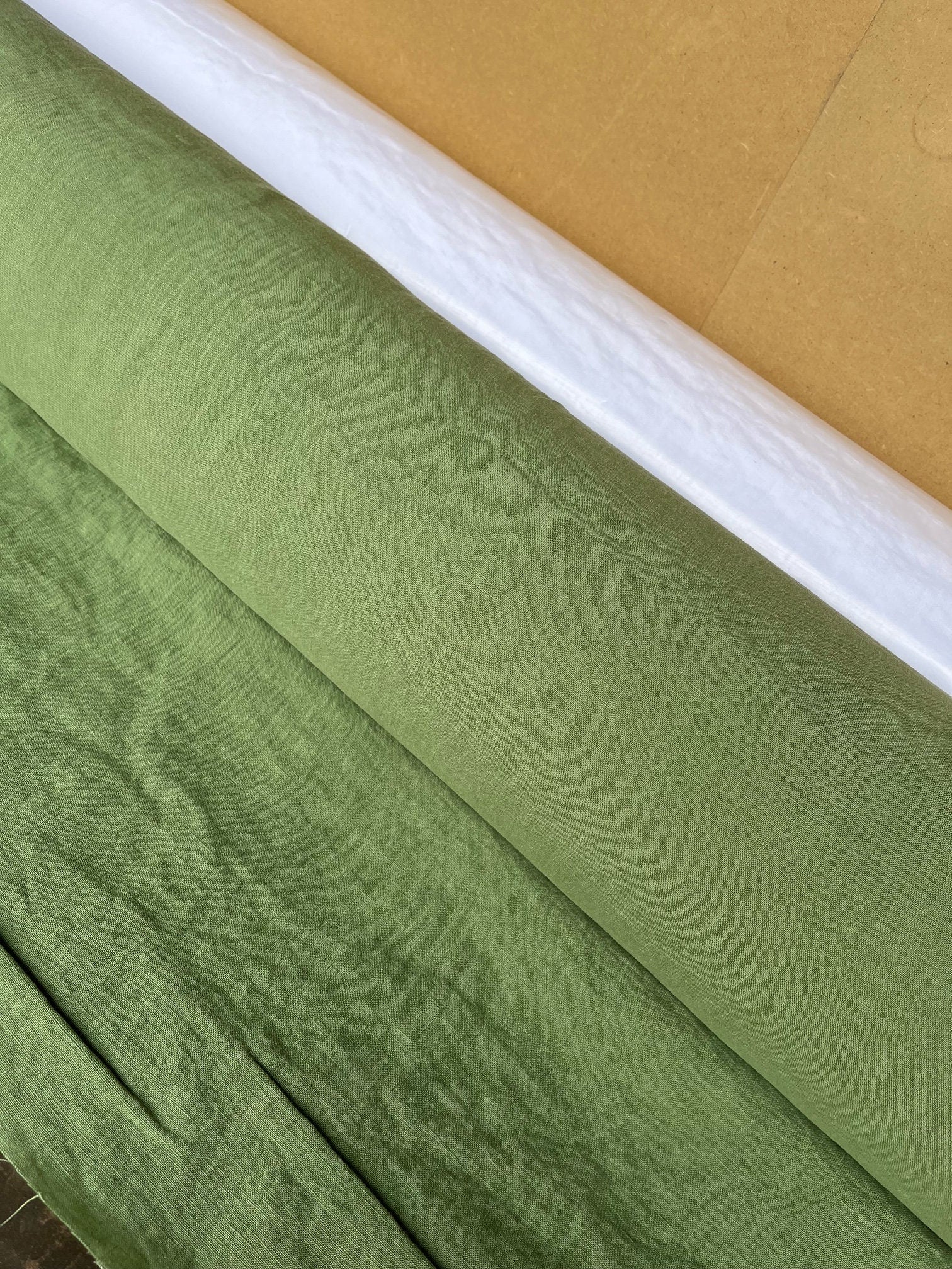 Extra Wide Olive Drab Linen Fabric: Soft Natural Bedding (110" Wide)