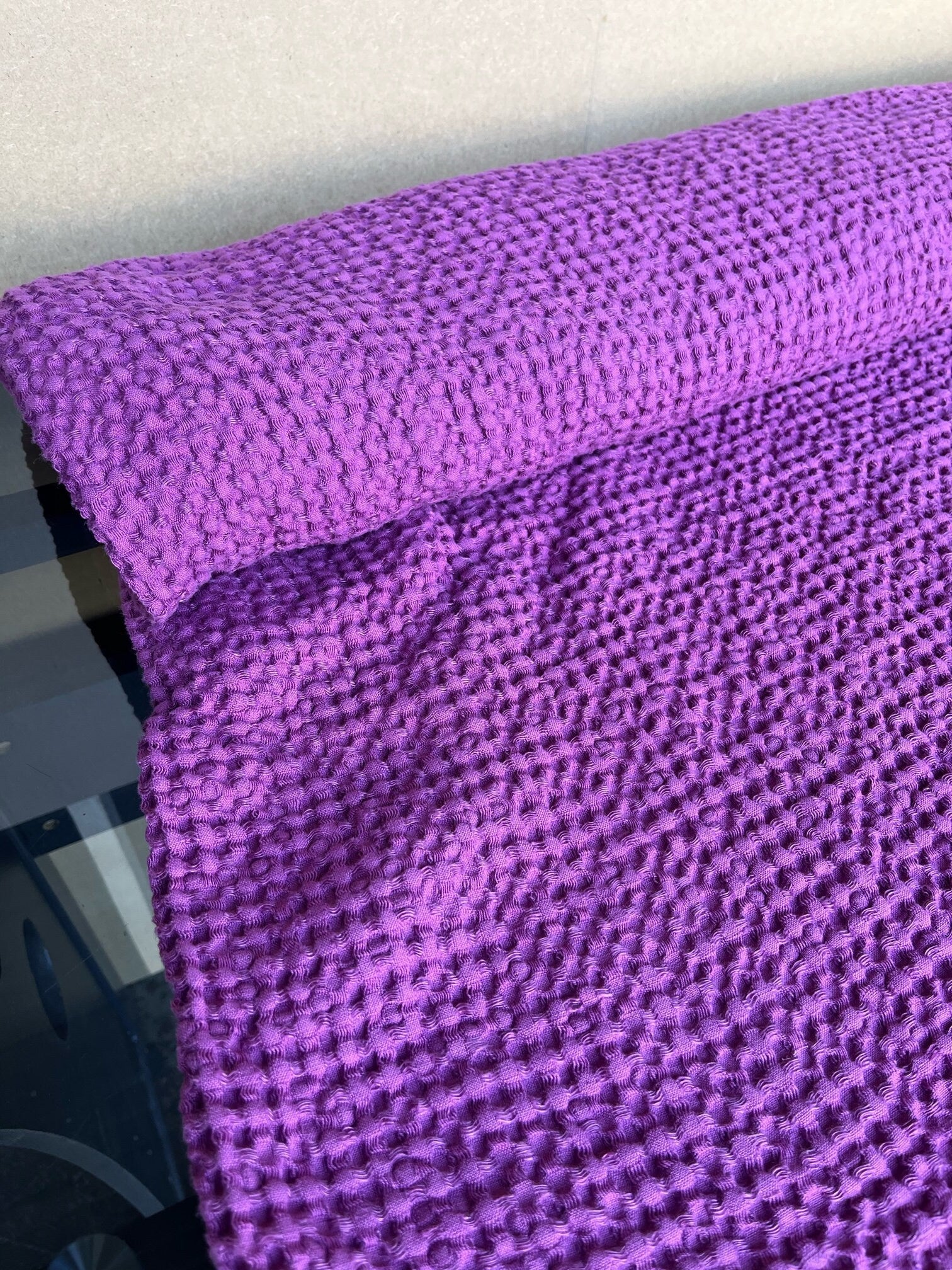 Extra Wide Waffle Linen Cotton Fabric: Natural Absorbent Towel Material