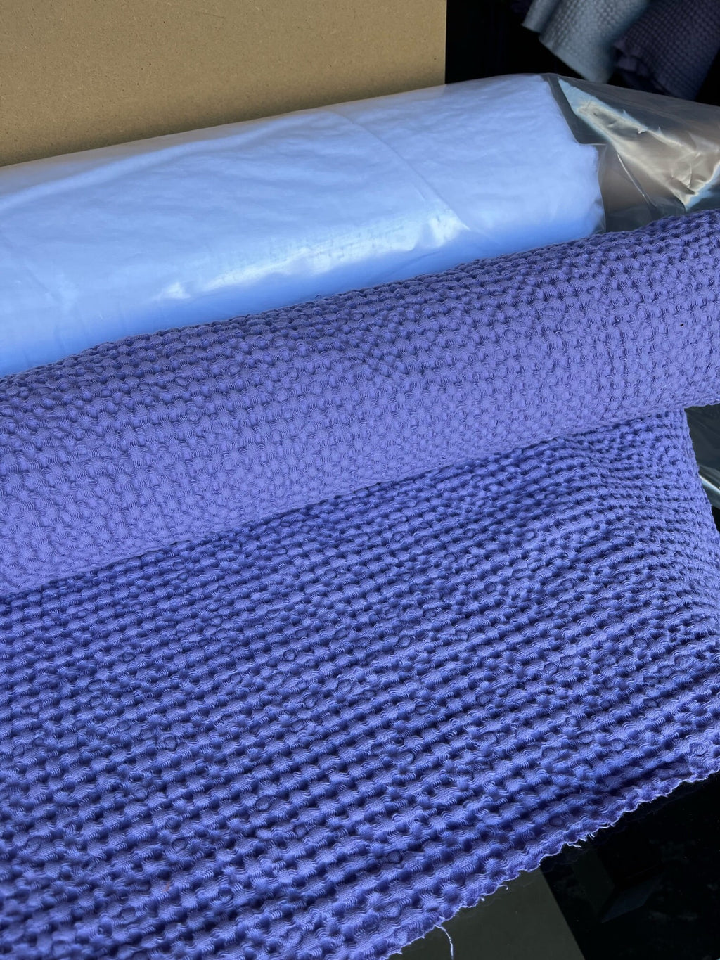 88" Extra Wide Waffle Linen Cotton Fabric: Medium Purple BGO137