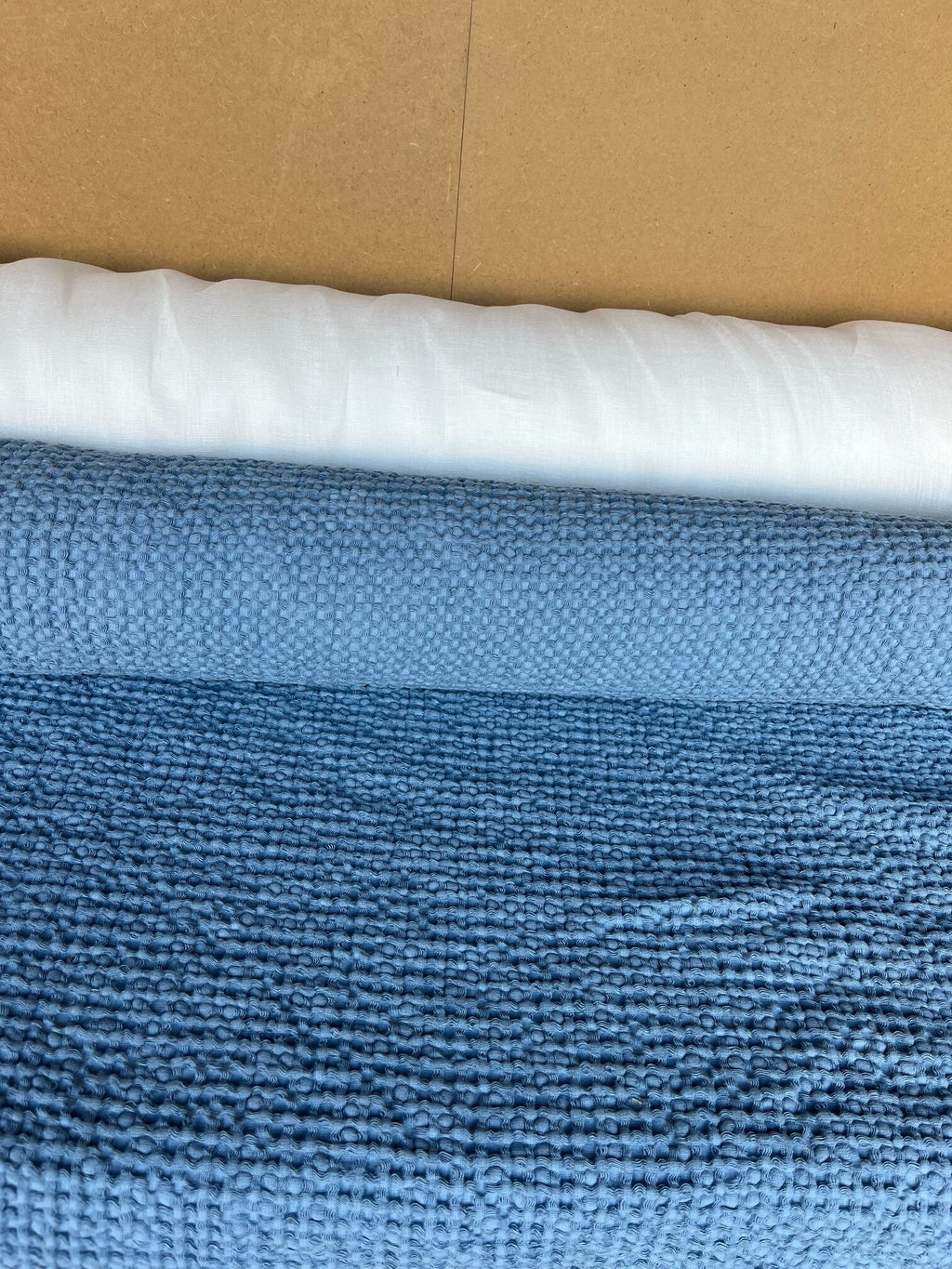 88" Extra Wide Waffle Linen Cotton Fabric: Cornflower Blue