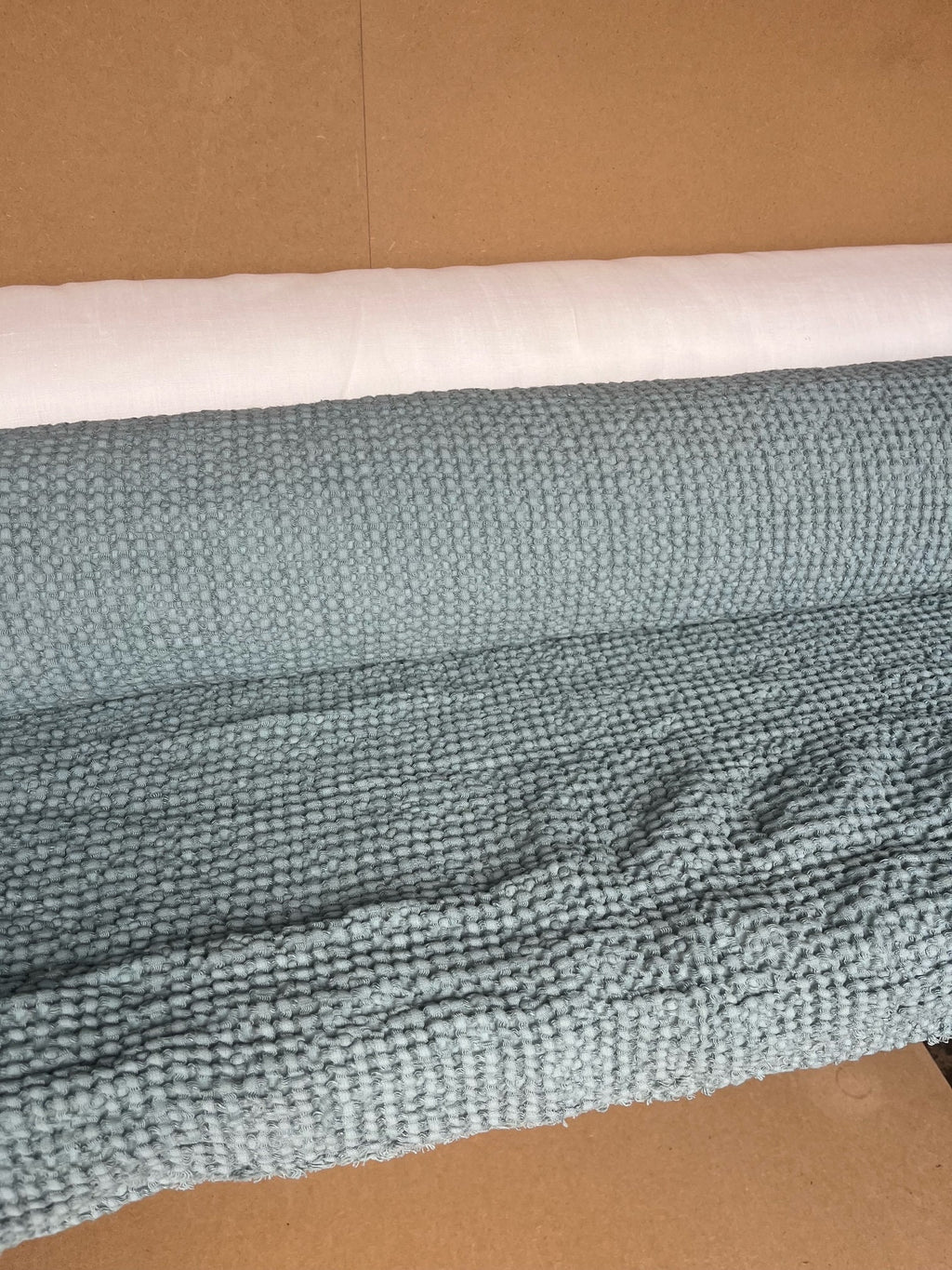 Teal Waffle Fabric: 88" Extra Wide Linen Cotton Blend