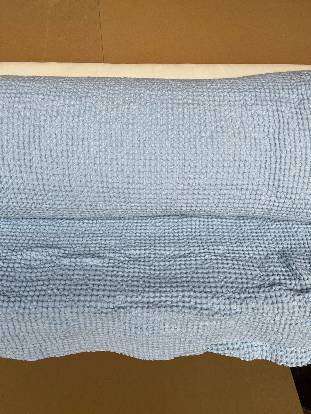 88" Extra Wide Waffle Linen Cotton Fabric: Light Steel Blue