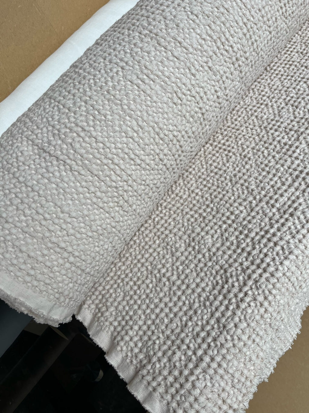Extra Wide Waffle Linen Cotton Fabric: Warm Ivory BGO137, 88" Wide