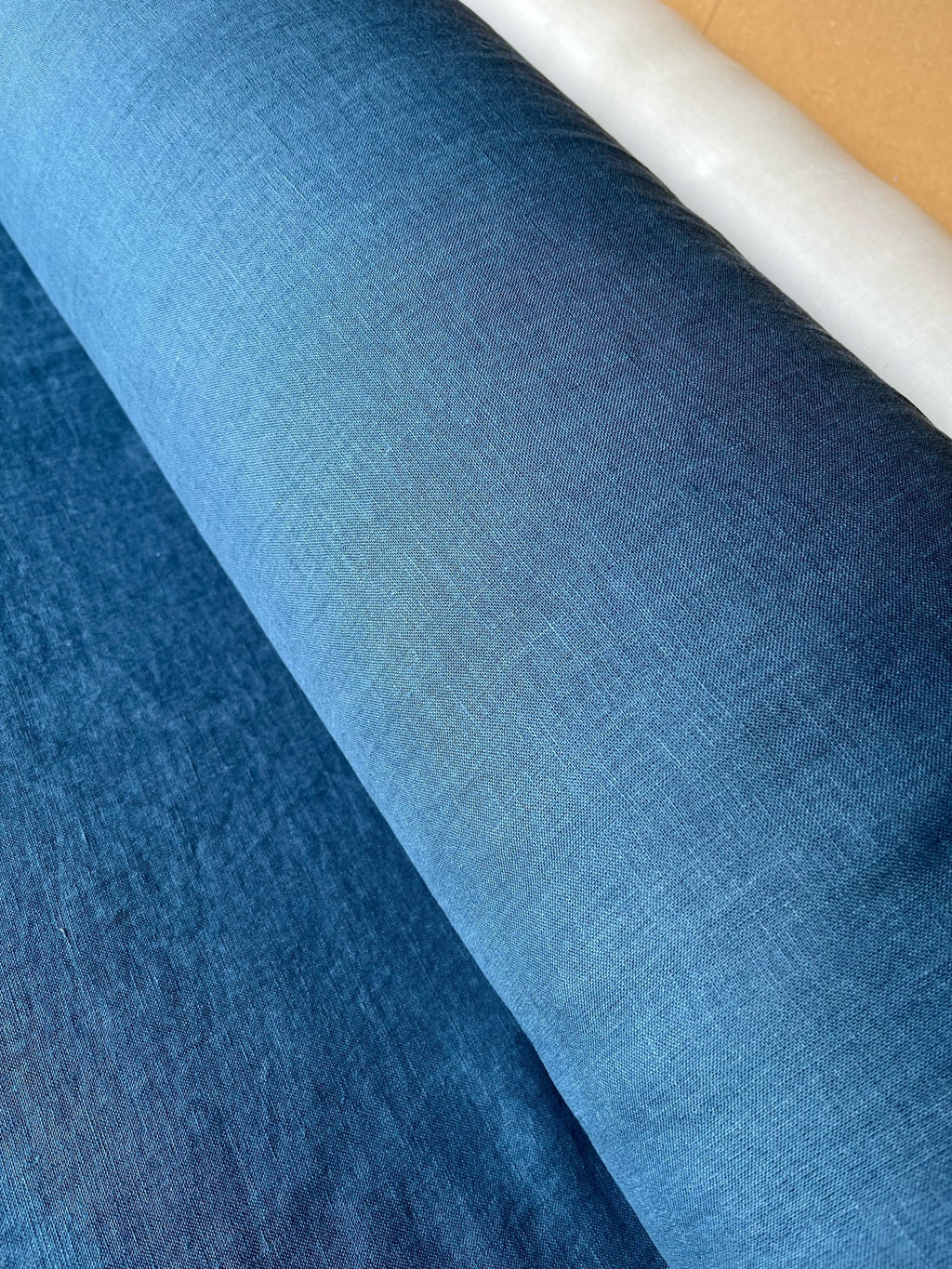 Extra Wide Steel Blue Linen Fabric: 100% Natural, 250cm Wide