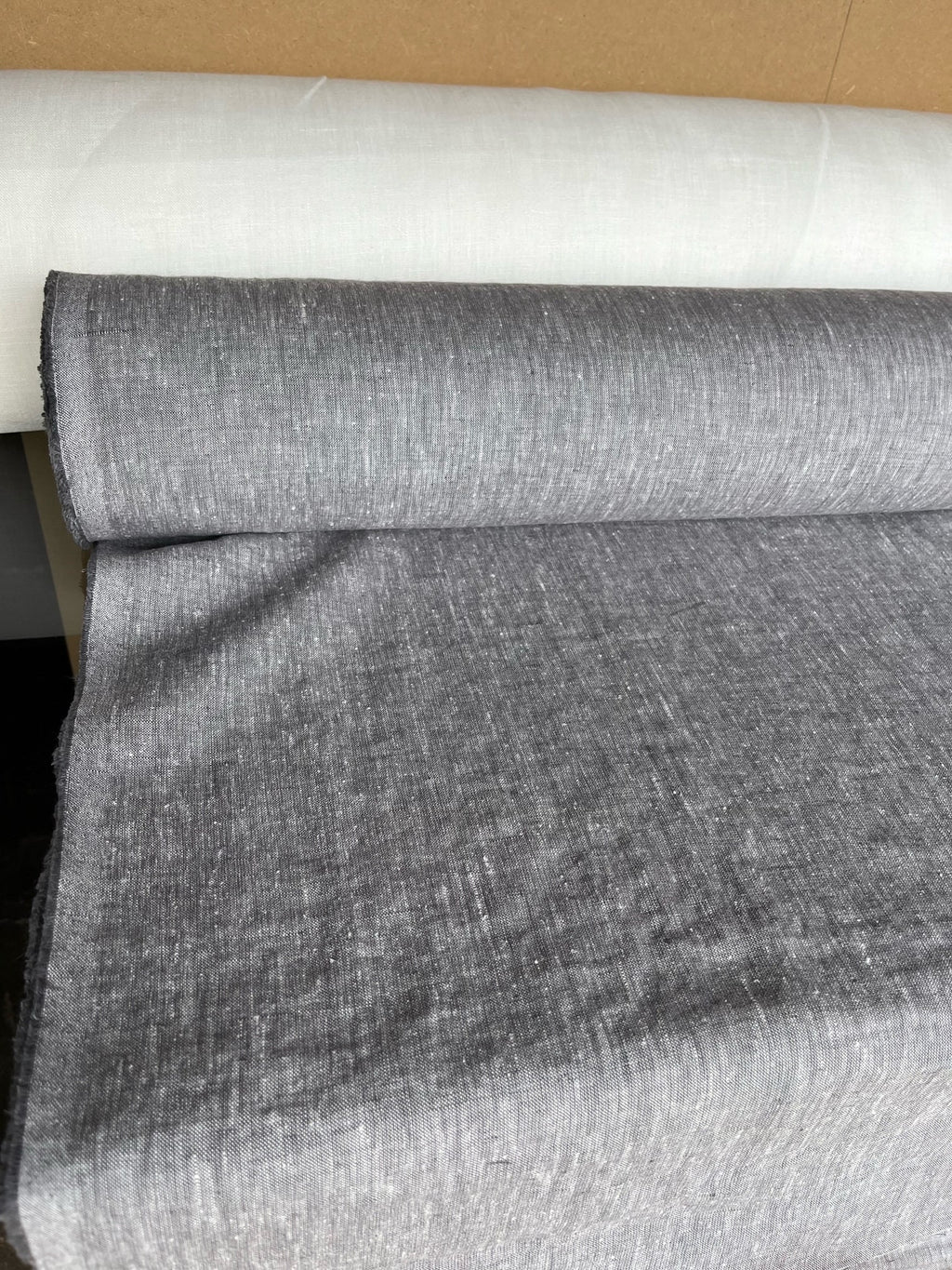 Extra Wide Silver Melange Linen Fabric: 250cm Wide, Softened