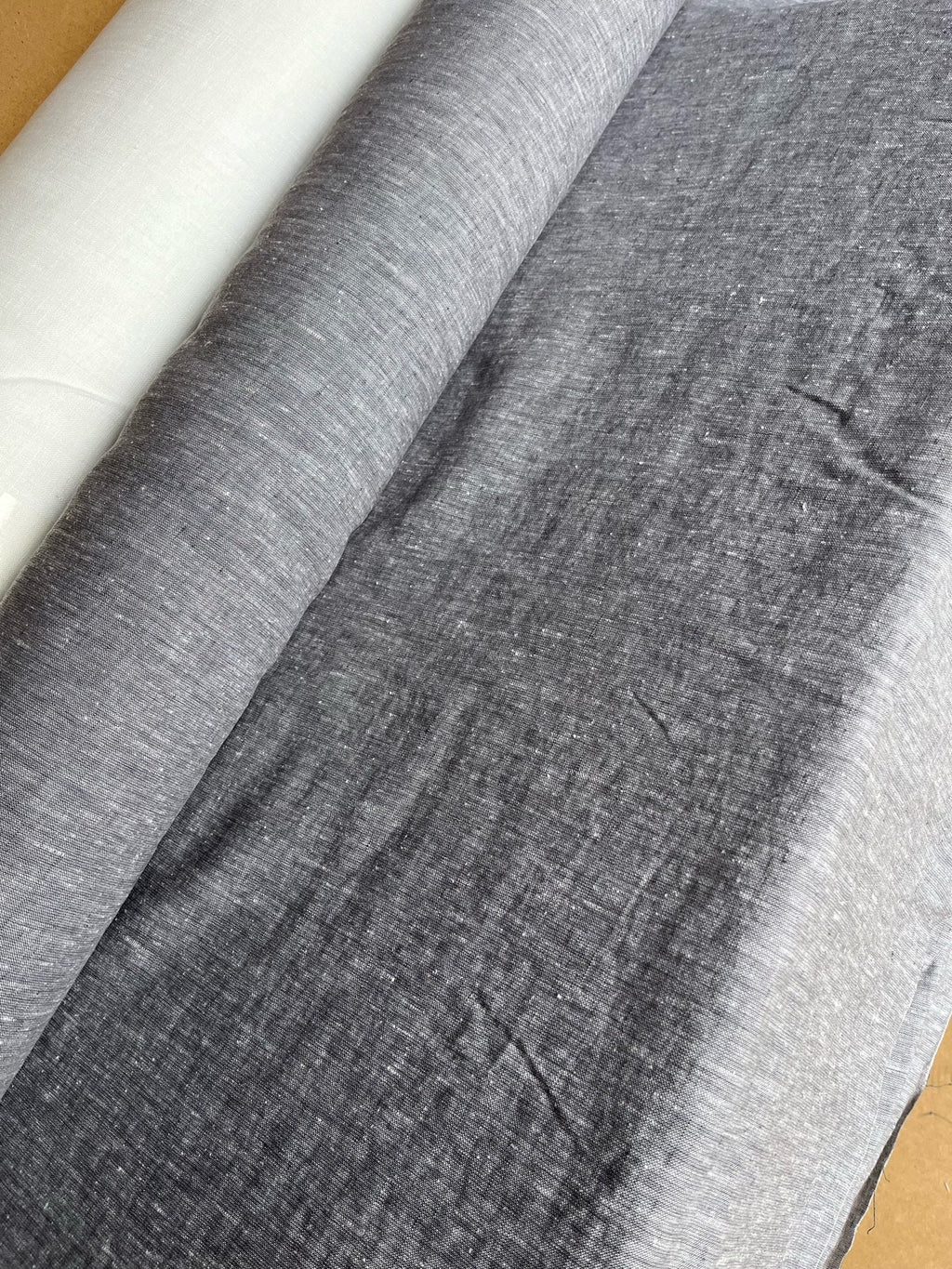 Extra Wide Silver Melange Linen Fabric: 250cm Wide, Softened