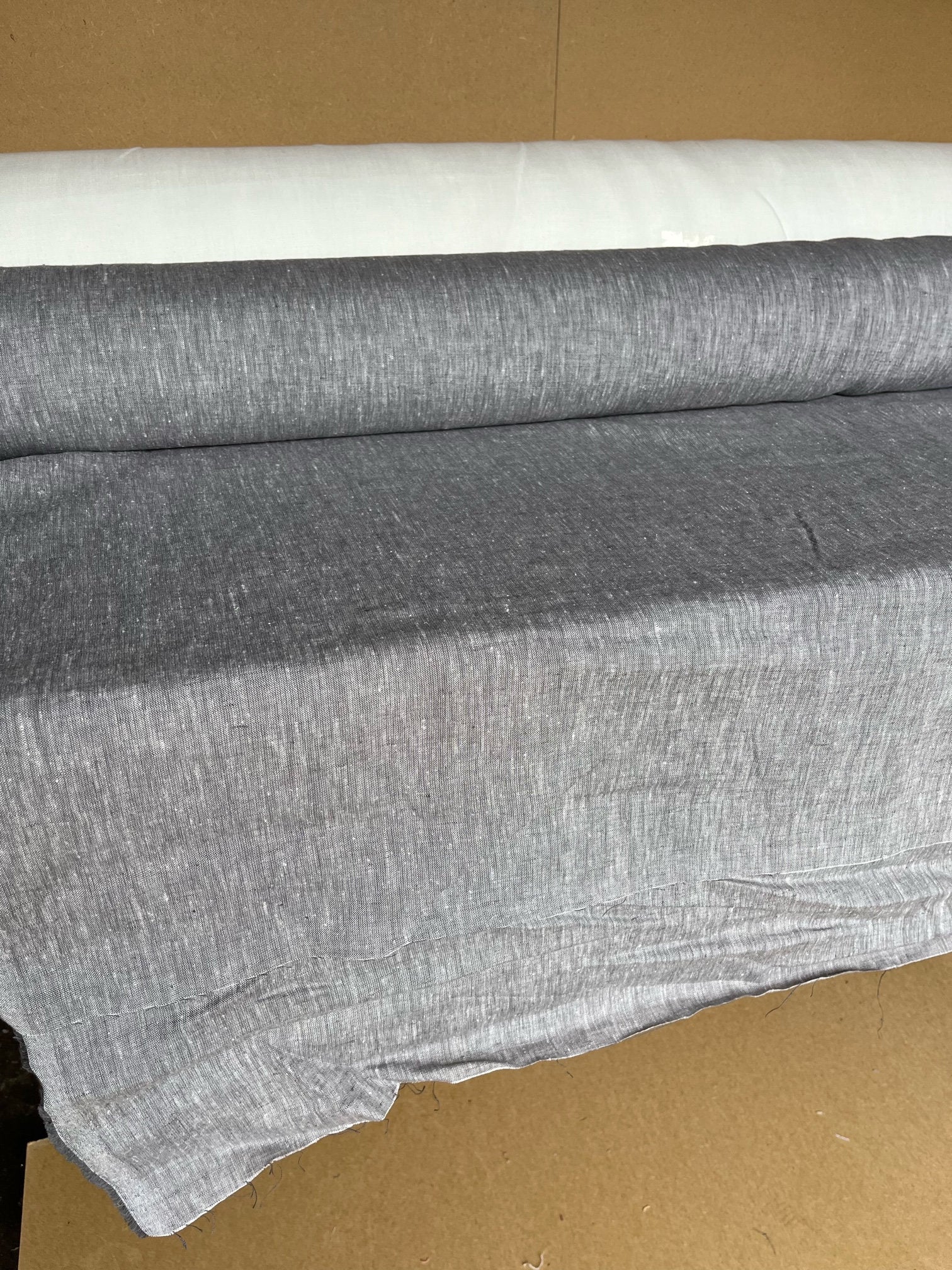 Extra Wide Silver Melange Linen Fabric: 250cm Wide, Softened