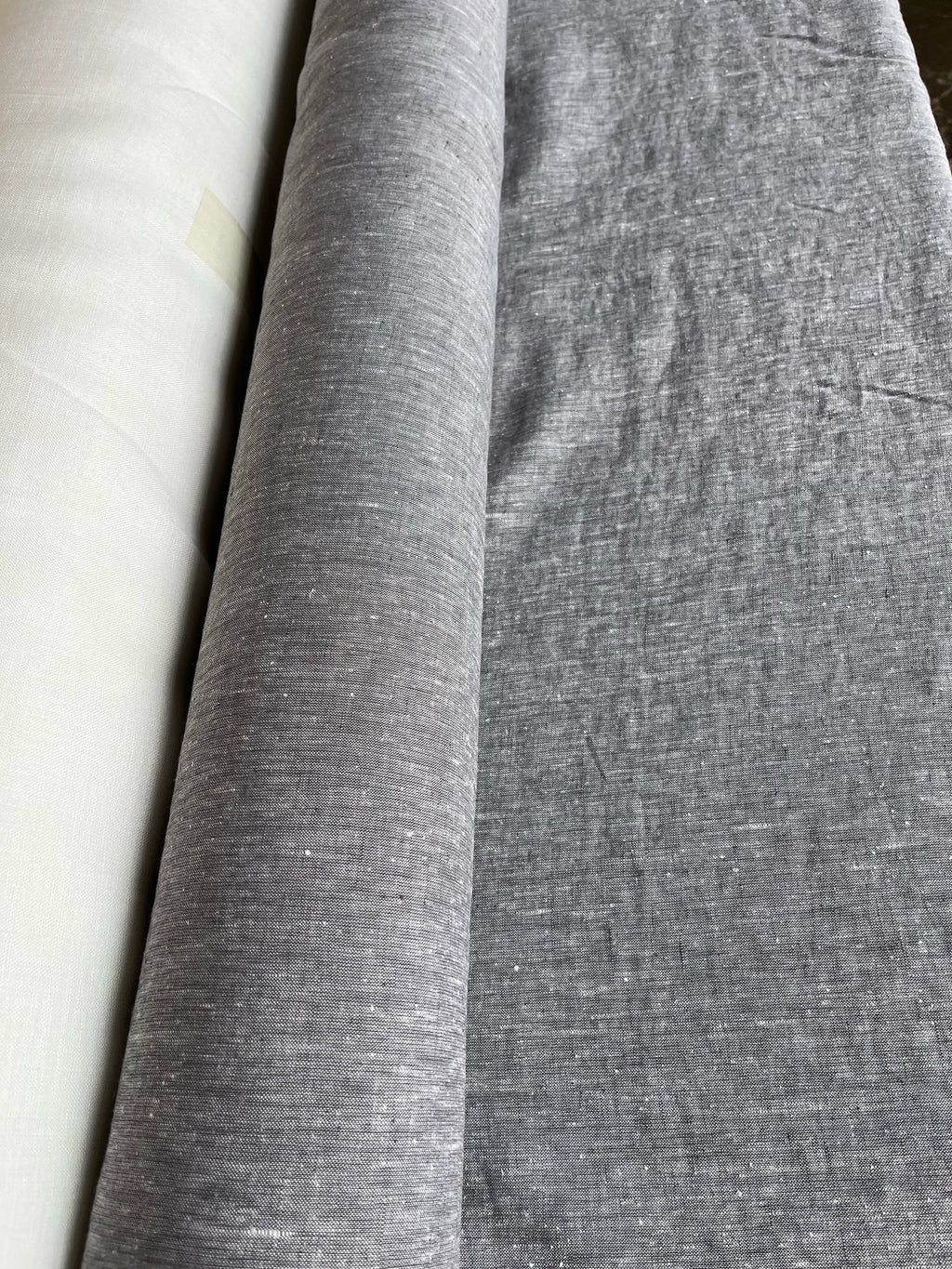 Extra Wide Silver Melange Linen Fabric: 250cm Wide, Softened