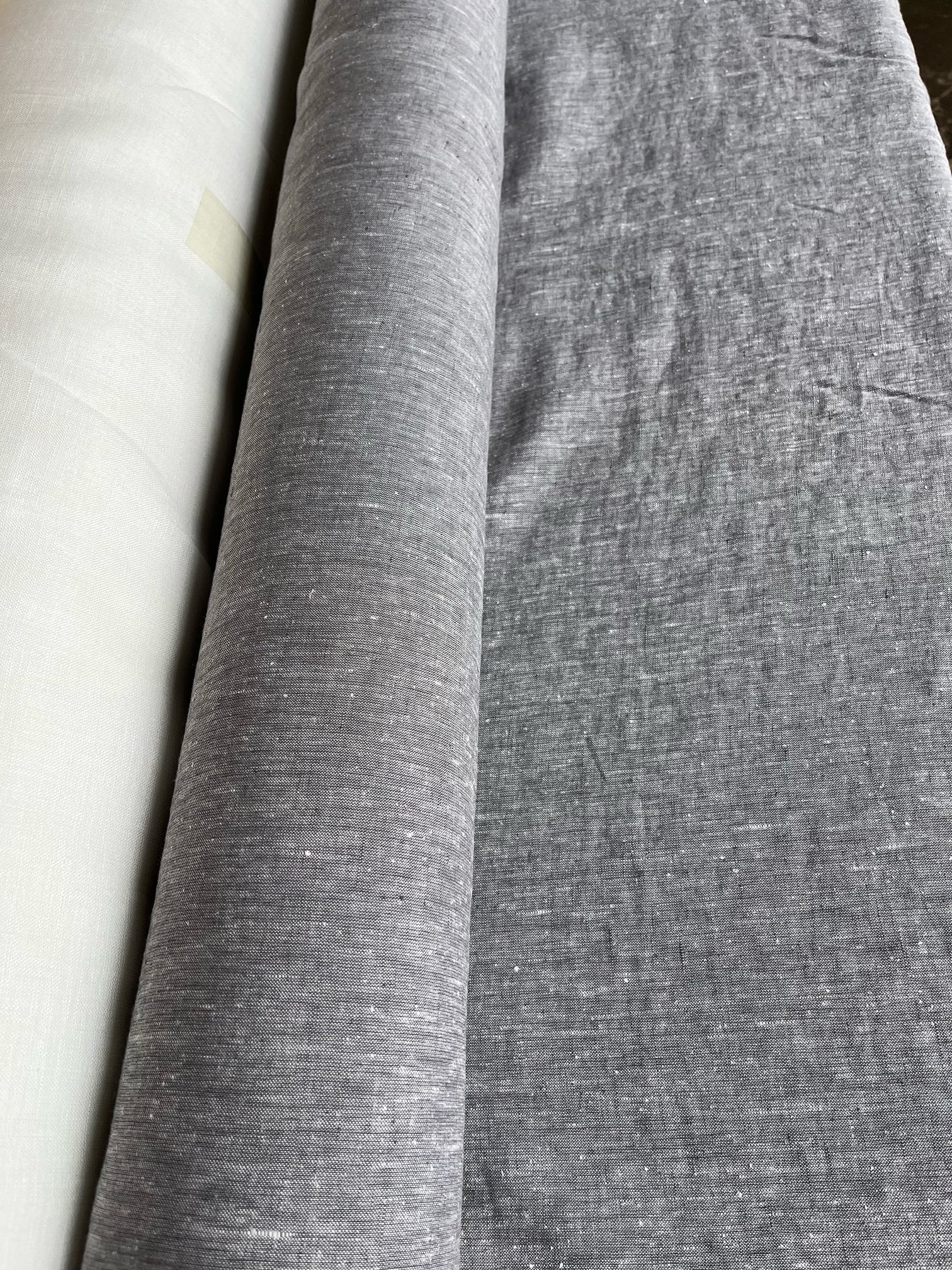 Extra Wide Silver Melange Linen Fabric: 250cm Wide, Softened