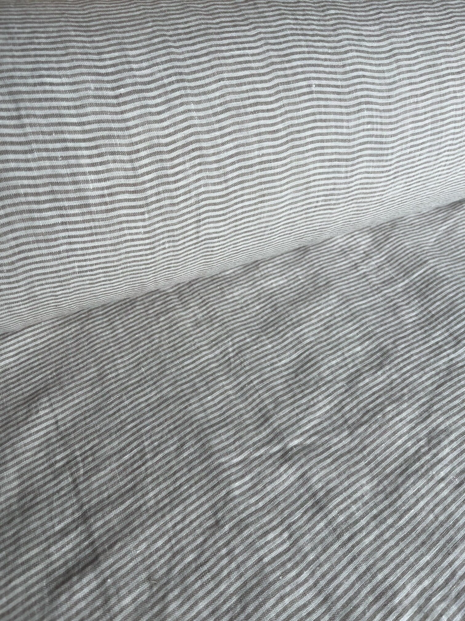 Extra Wide Natural Striped Linen Fabric: 250cm Wide, Sewing & Bedding