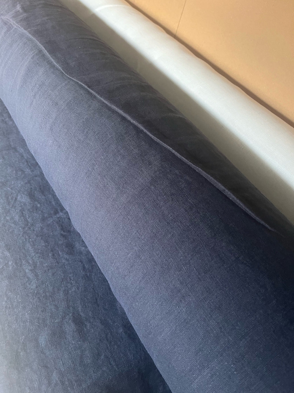 Extra Wide Midnight Blue Linen Fabric: 100% Natural, 250cm Wide