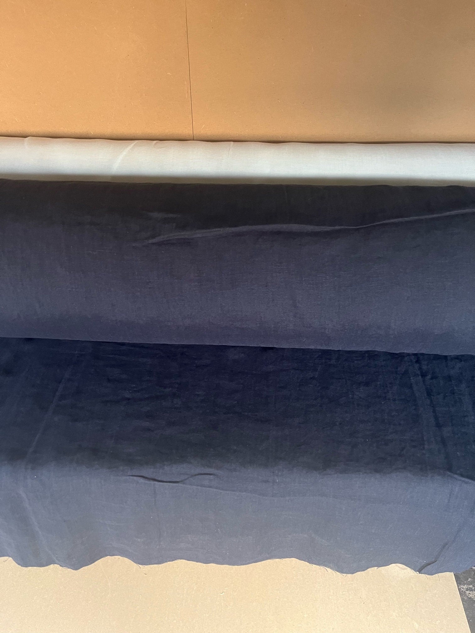Extra Wide Midnight Blue Linen Fabric: 100% Natural, 250cm Wide