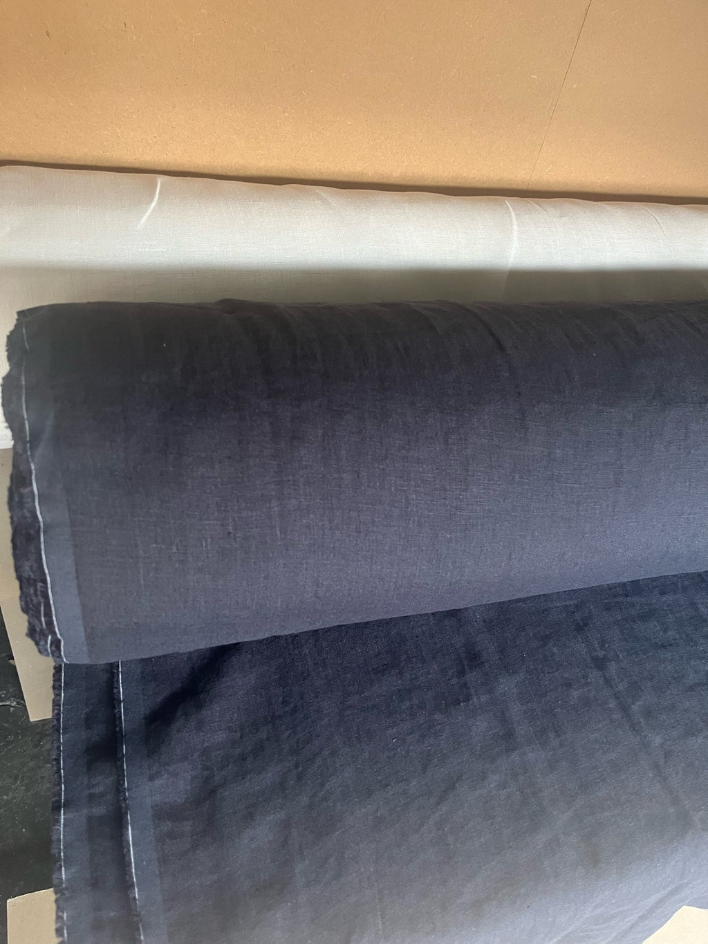 Extra Wide Midnight Blue Linen Fabric: 100% Natural, 250cm Wide