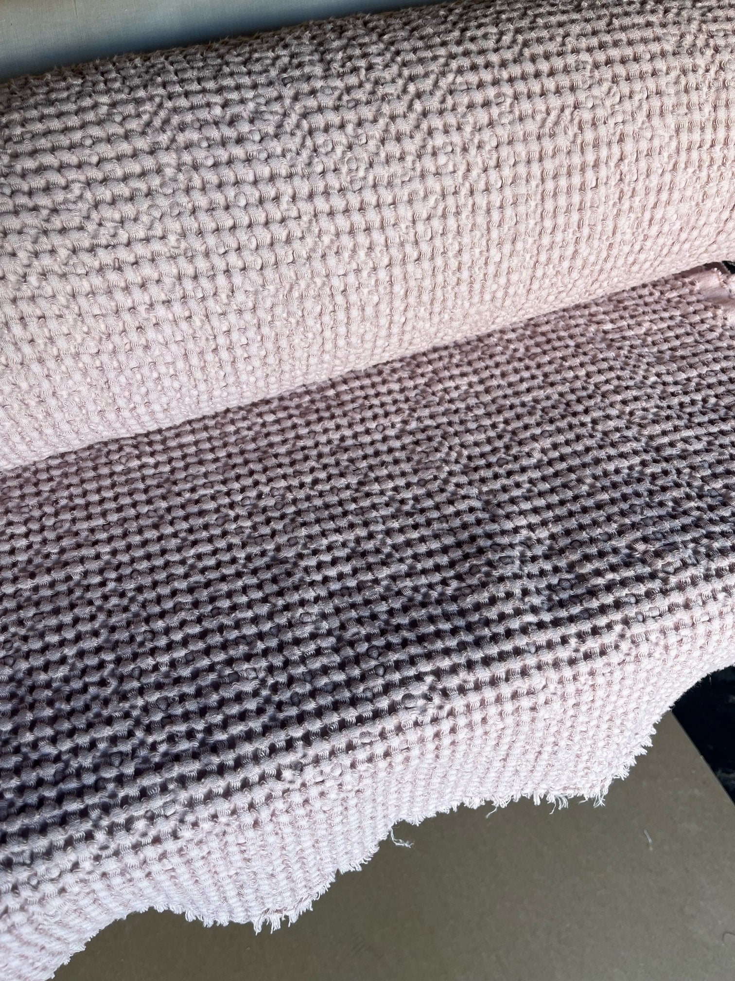 Extra Wide Waffle Linen Cotton Fabric: Dusty Rose BGO137, 88" Wide