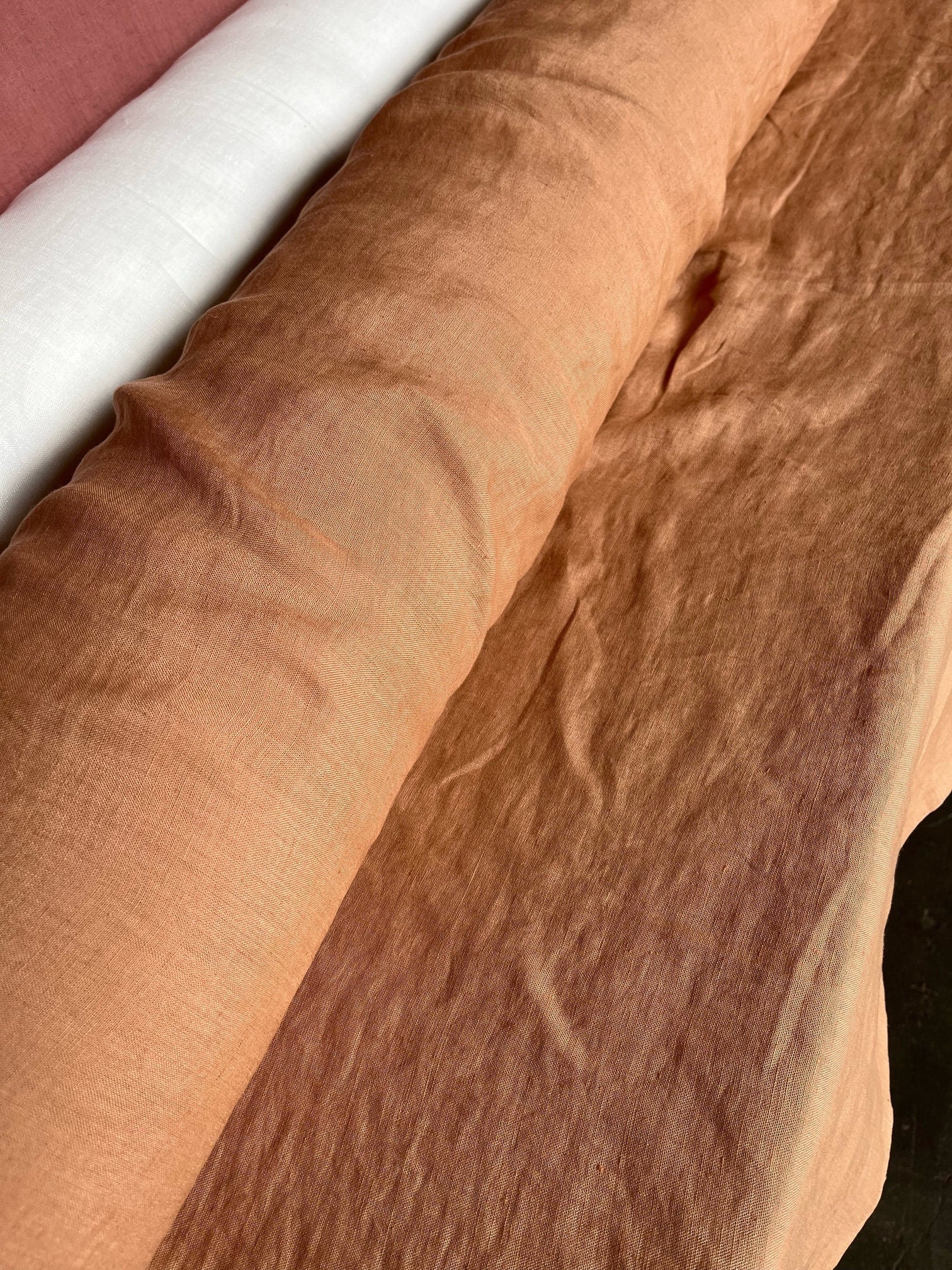 Dusty Ochre Linen Fabric: 100% French Flax, Softened (145cm Width)