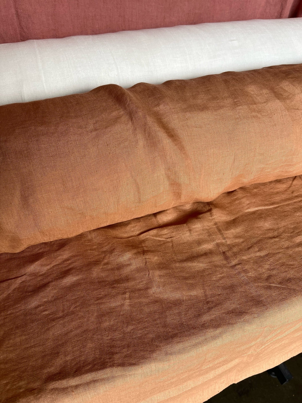 Dusty Ochre Linen Fabric: 100% French Flax, Softened (145cm Width)