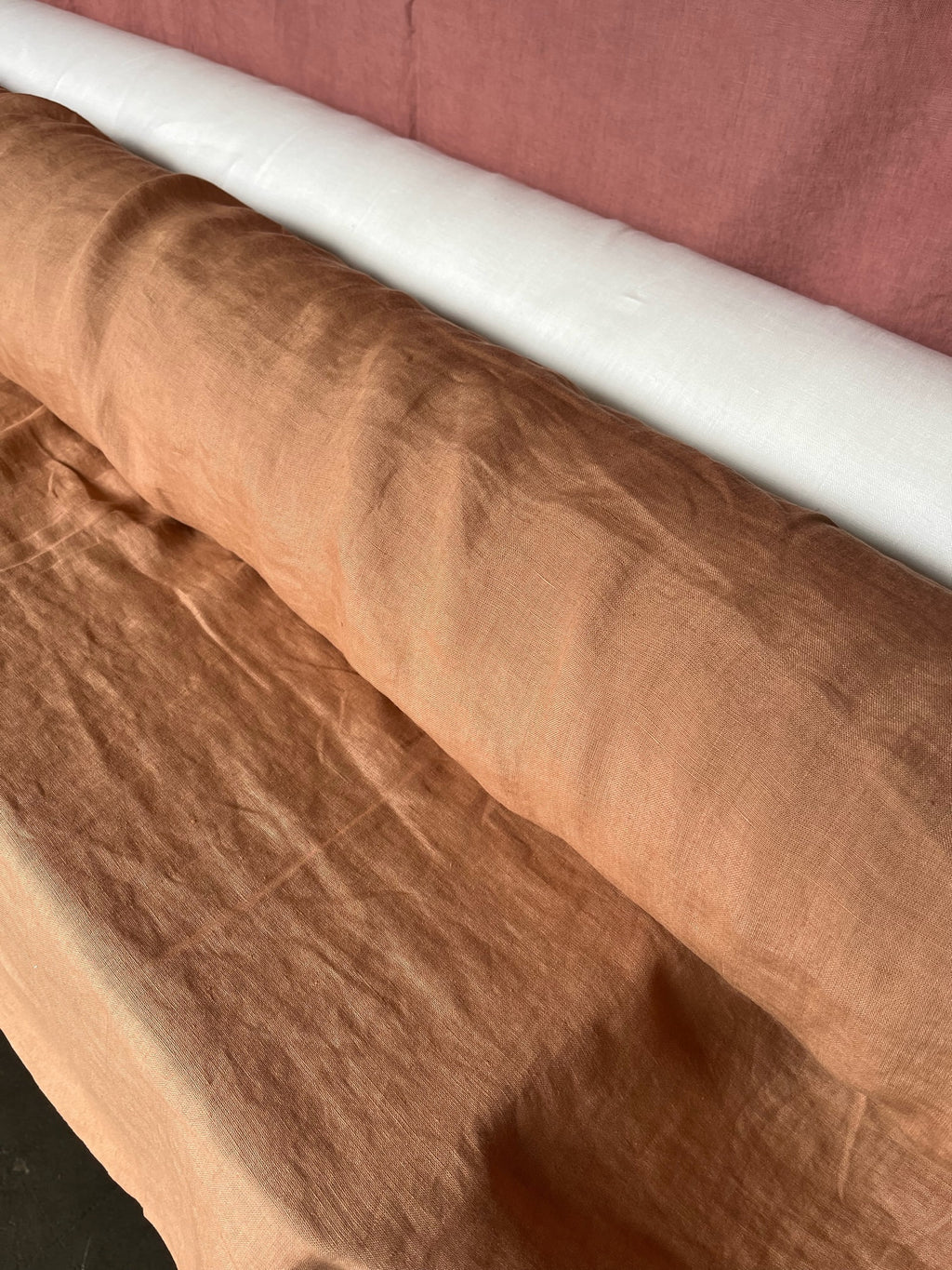 Dusty Ochre Linen Fabric: 100% French Flax, Softened (145cm Width)