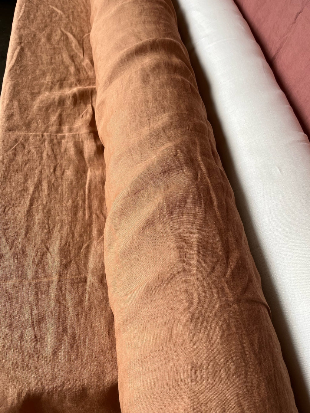 Dusty Ochre Linen Fabric: 100% French Flax, Softened (145cm Width)