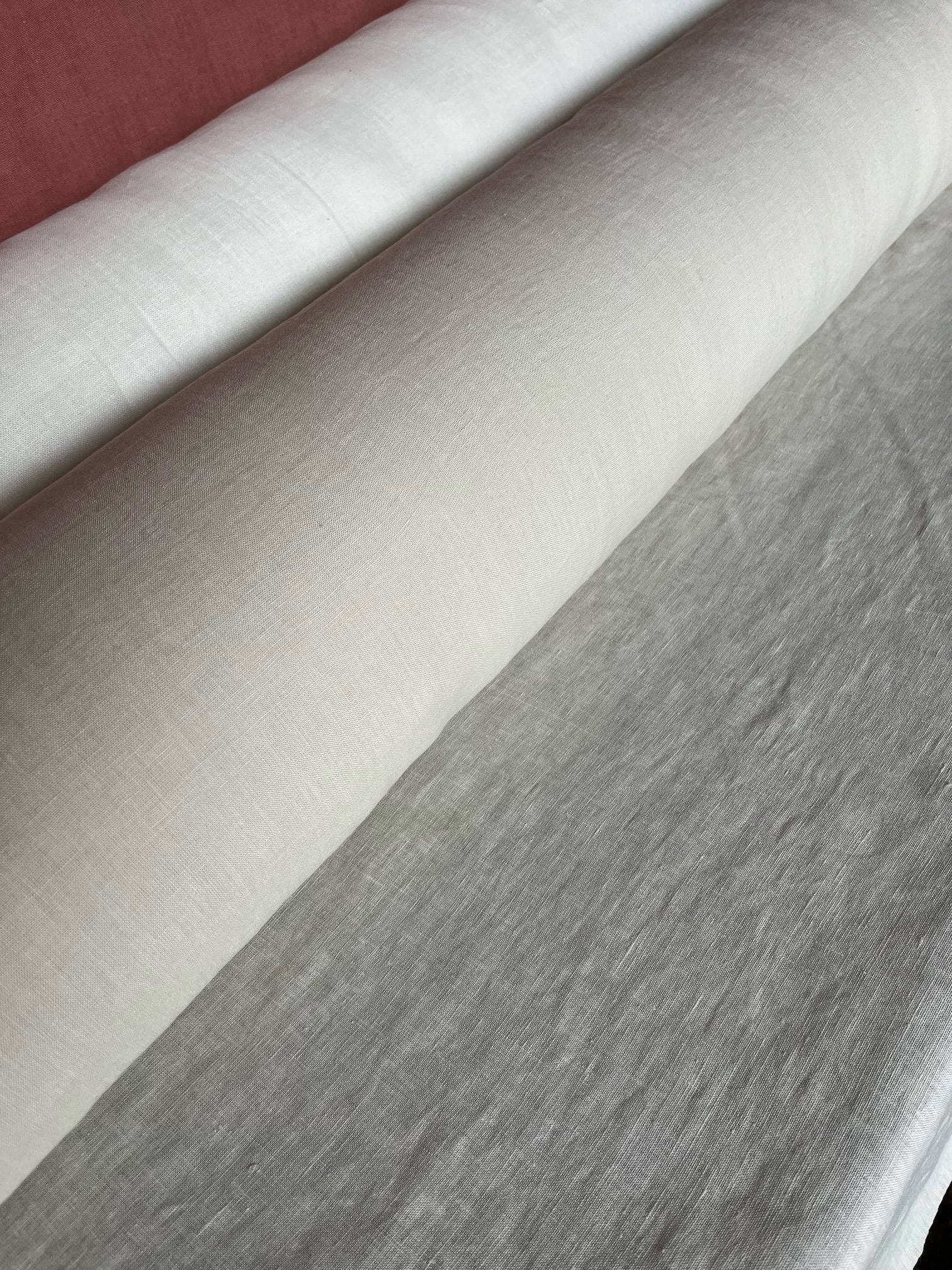 Warm Ivory Linen Fabric: 100% French Flax, Softened (145cm Width)