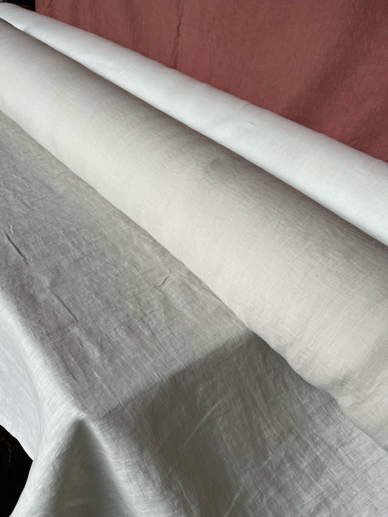 Warm Ivory Linen Fabric: 100% French Flax, Softened (145cm Width)