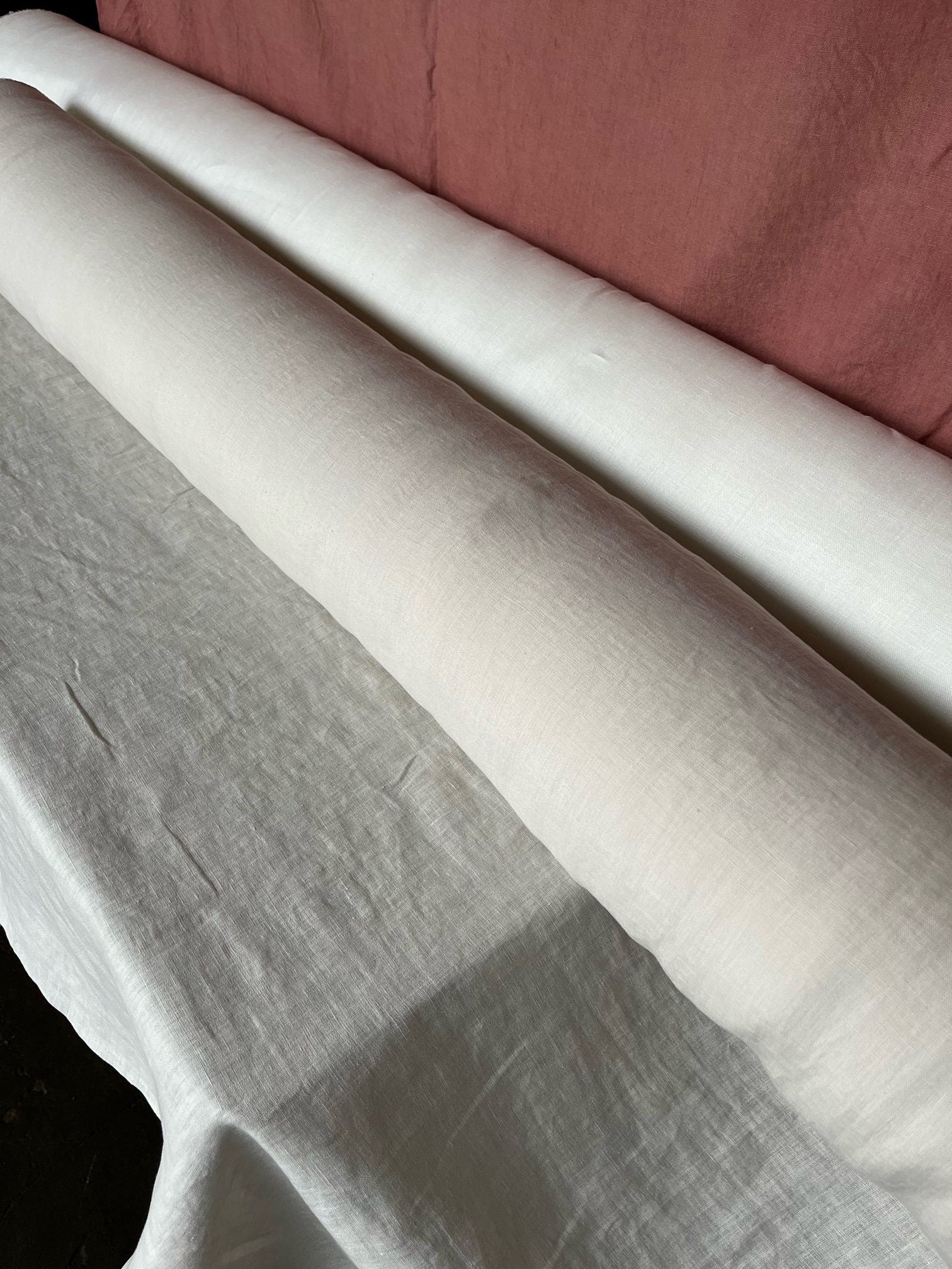 Warm Ivory Linen Fabric: 100% French Flax, Softened (145cm Width)