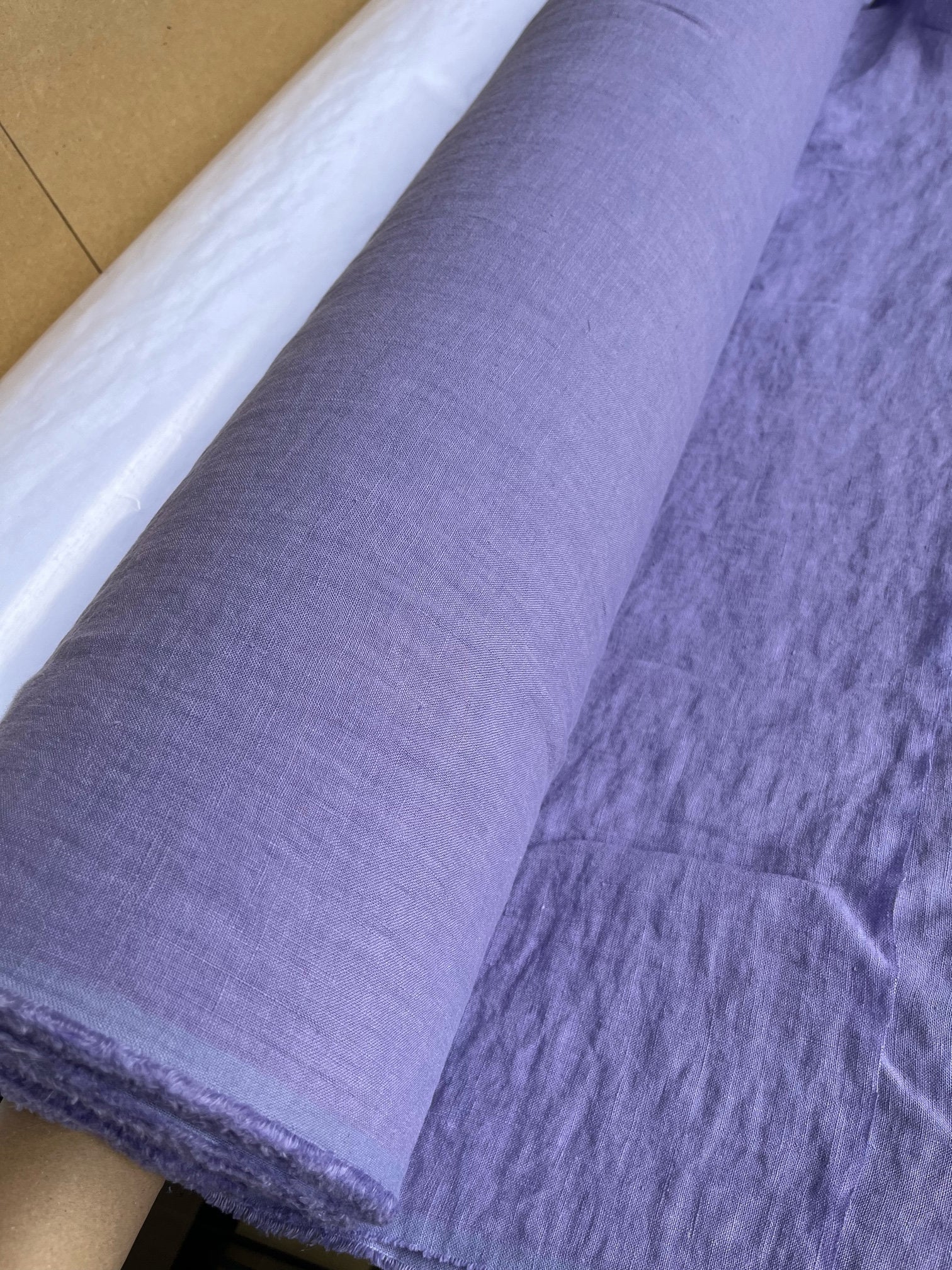 Extra Wide Soft Linen Fabric: Medium Purple Bedding Material (110 inch)
