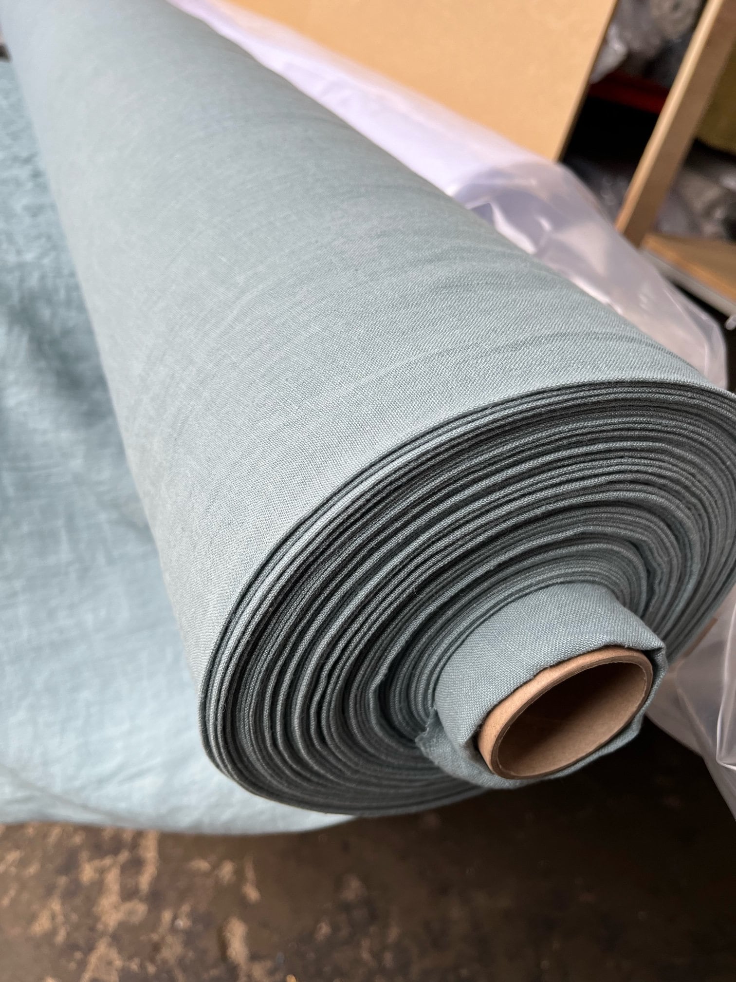 Extra Wide Soft Teal Linen Fabric: 110" Wide, Bedding Material